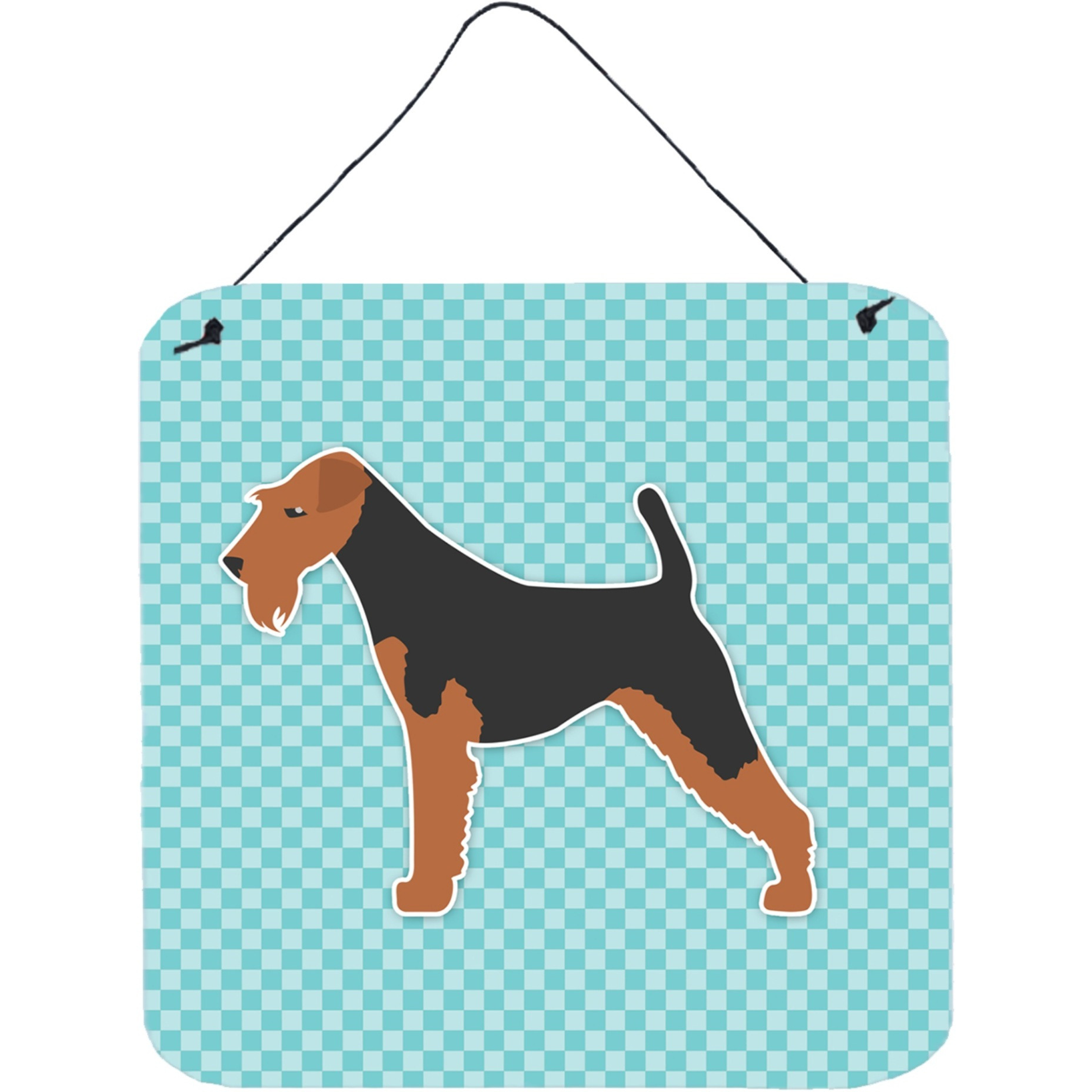 &quotCaroline's Treasures Welsh Terrier Checkerboard Blue Wall or Door Hanging Prints BB3685DS66, 6"" x 6"", Multicolor"