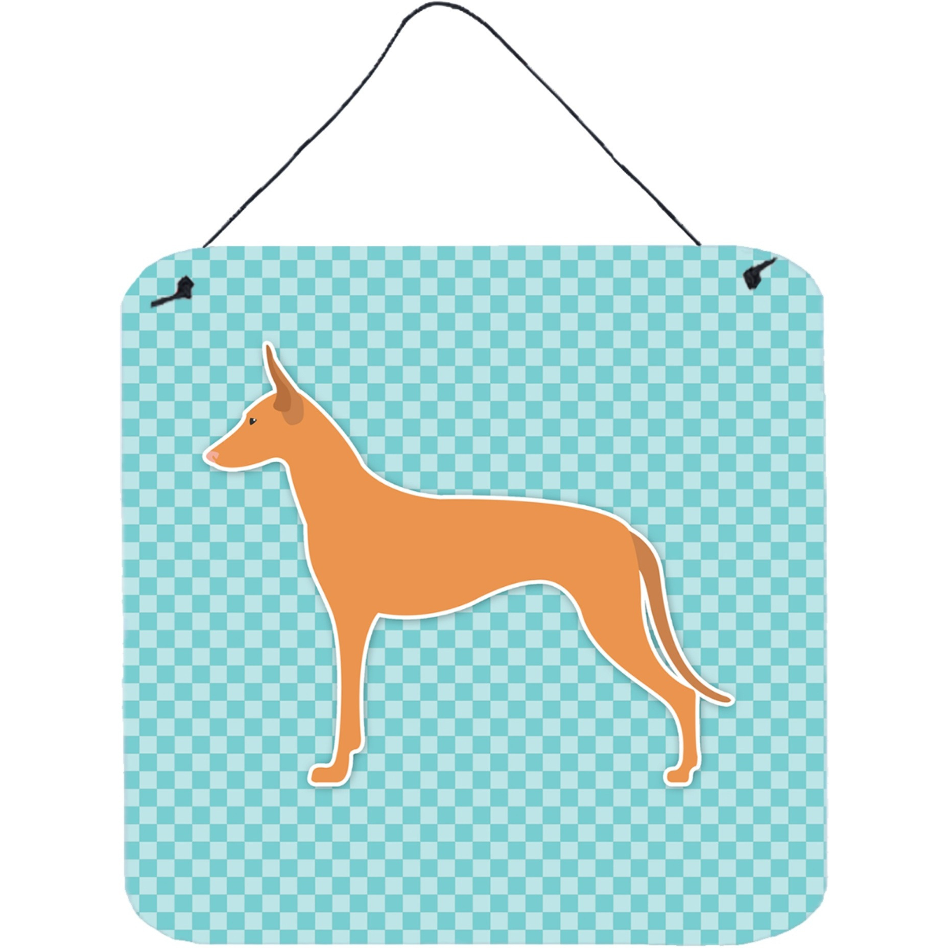 &quotCaroline's Treasures Pharaoh Hound Checkerboard Blue Wall or Door Hanging Prints BB3688DS66, 6"" x 6"", Multicolor"