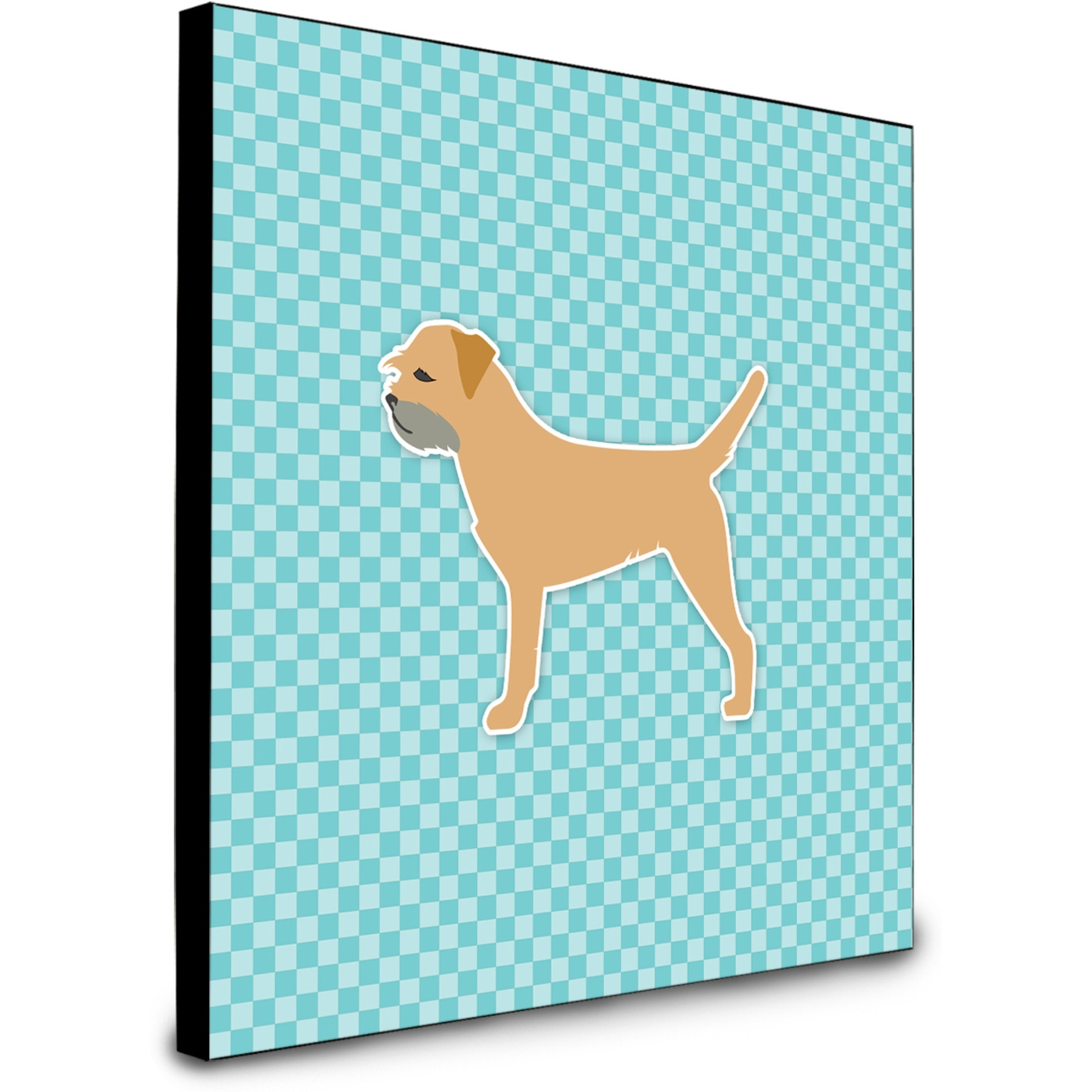 &quotCaroline's Treasures Border Terrier Checkerboard Blue Artwork Panel wall-decor, Multicolor"