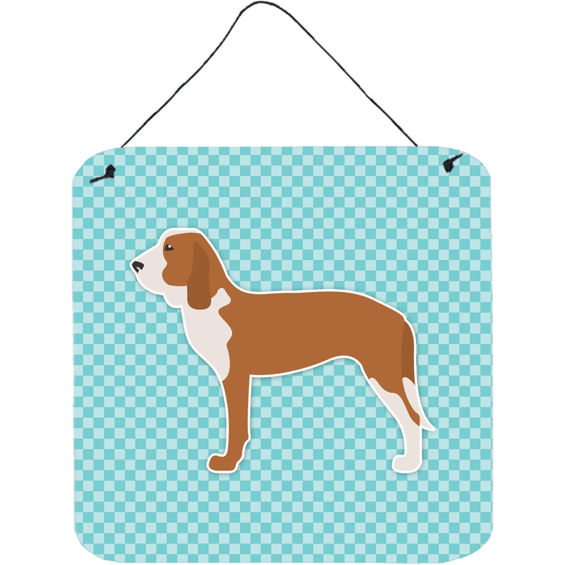 &quotCaroline's Treasures Spanish Hound Checkerboard Blue Wall or Door Hanging Prints BB3691DS66, 6"" x 6"", Multicolor"
