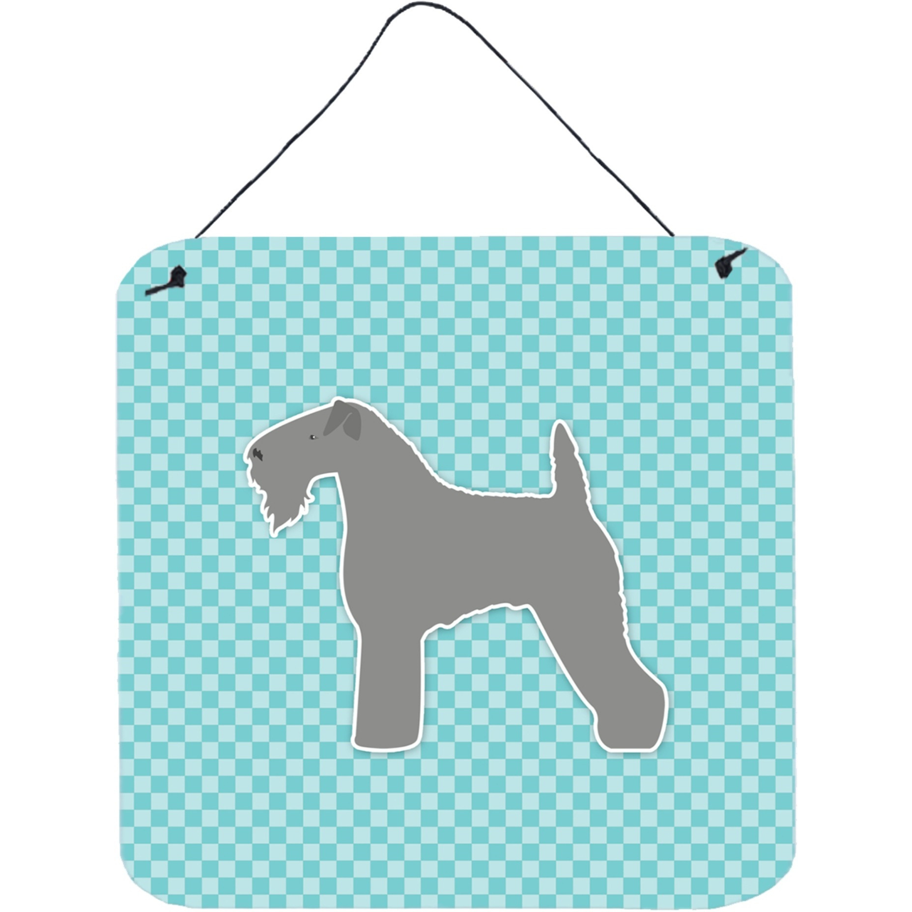 &quotCaroline's Treasures Kerry Terrier Checkerboard Blue Wall or Door Hanging Prints BB3692DS66, 6"" x 6"", Multicolor"