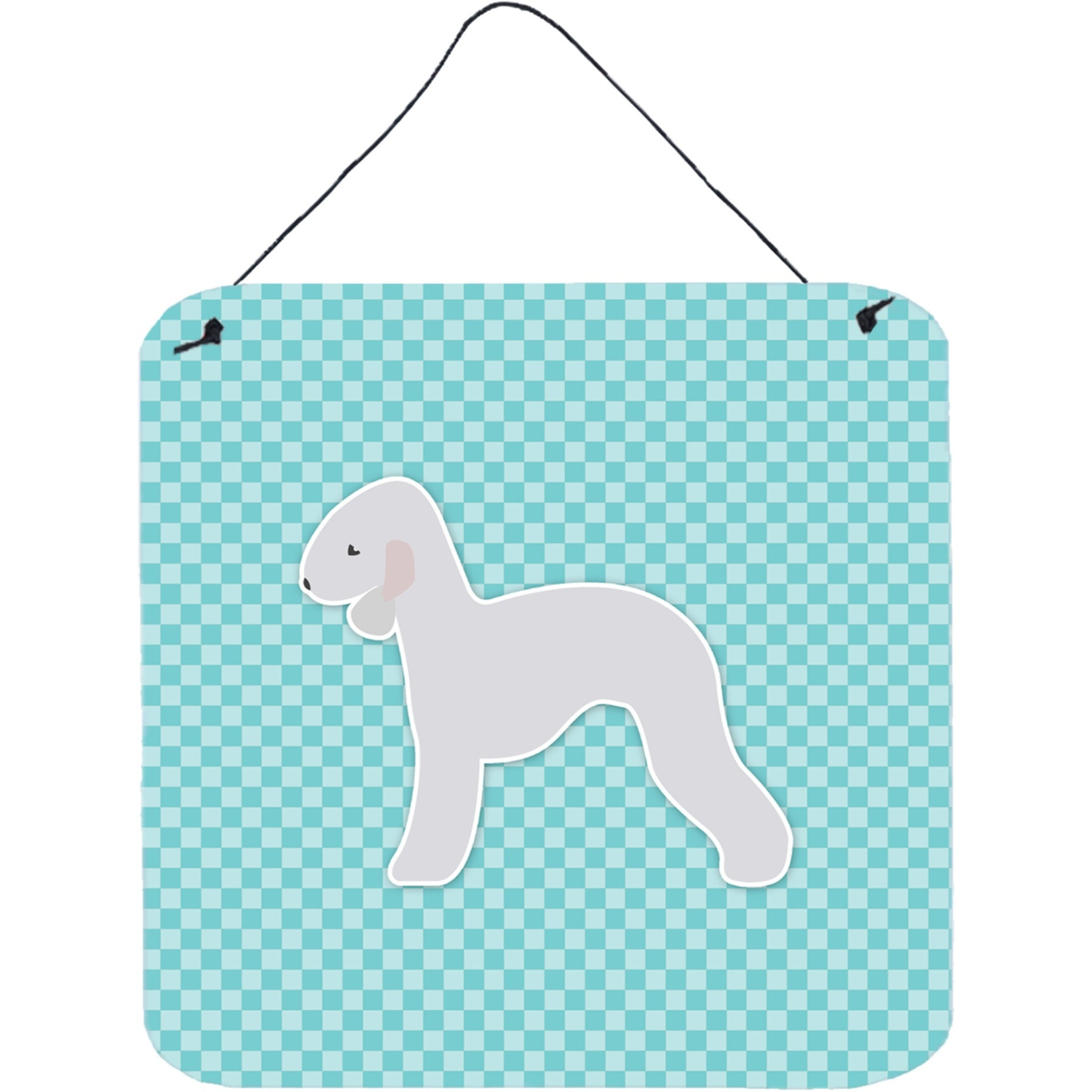 &quotCaroline's Treasures Bedlington Terrier Checkerboard Blue Wall or Door Hanging Prints BB3694DS66, 6"" x 6"", Multicolor"