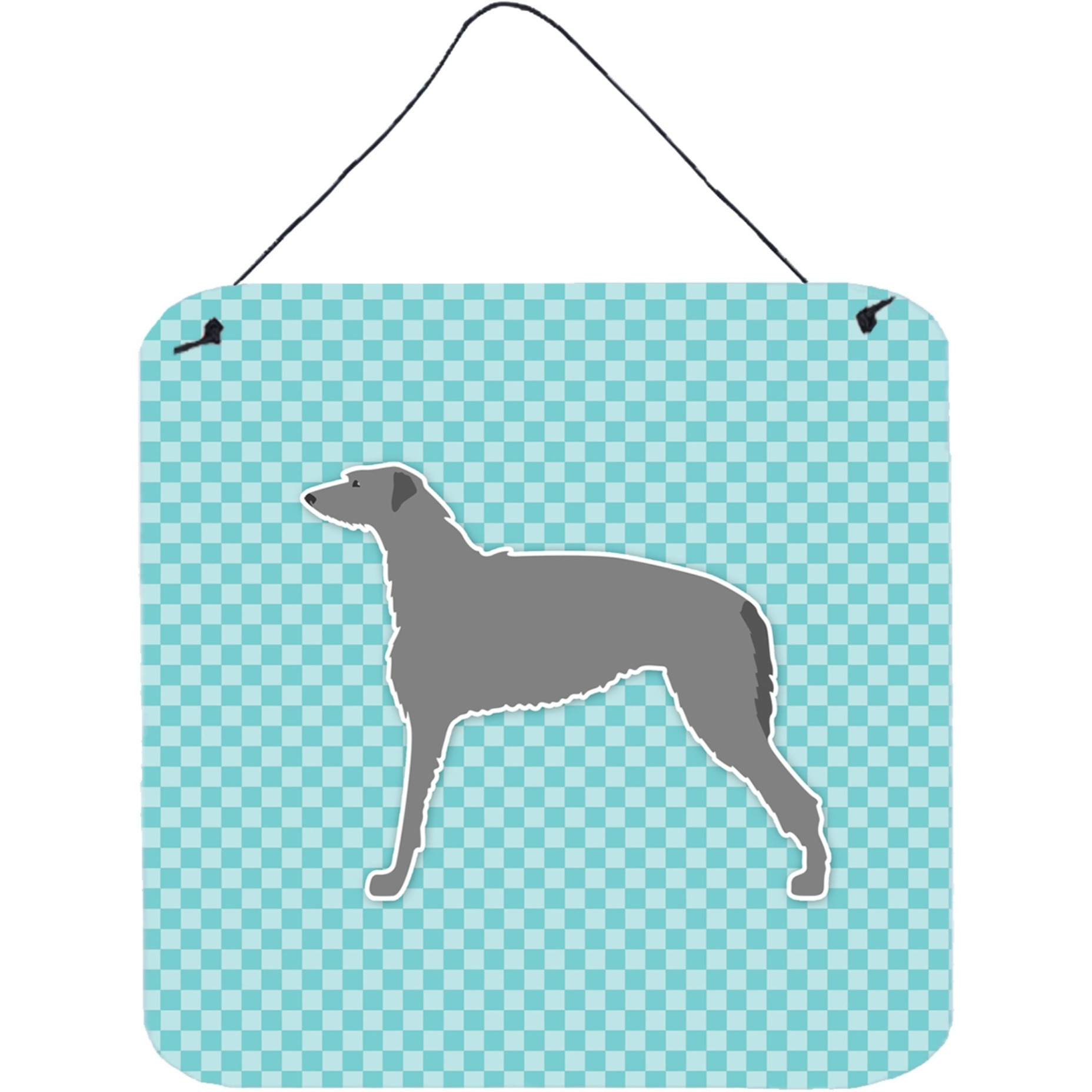 &quotCaroline's Treasures Scottish Deerhound Checkerboard Blue Wall or Door Hanging Prints BB3696DS66, 6"" x 6"", Multicolor"