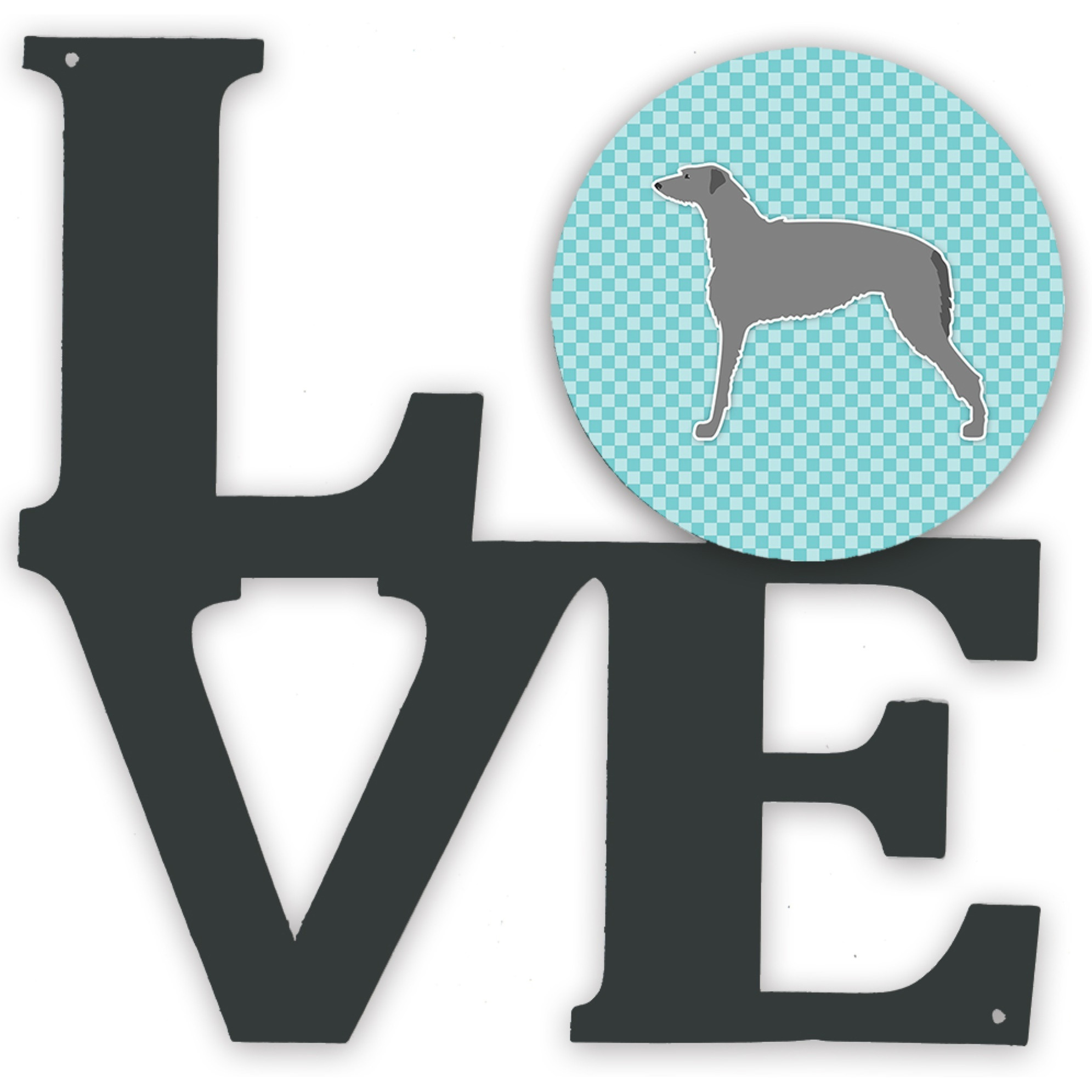 &quotCaroline's Treasures Scottish Deerhound Checkerboard Blue Metal Artwork Love wall-decor, Multicolor"