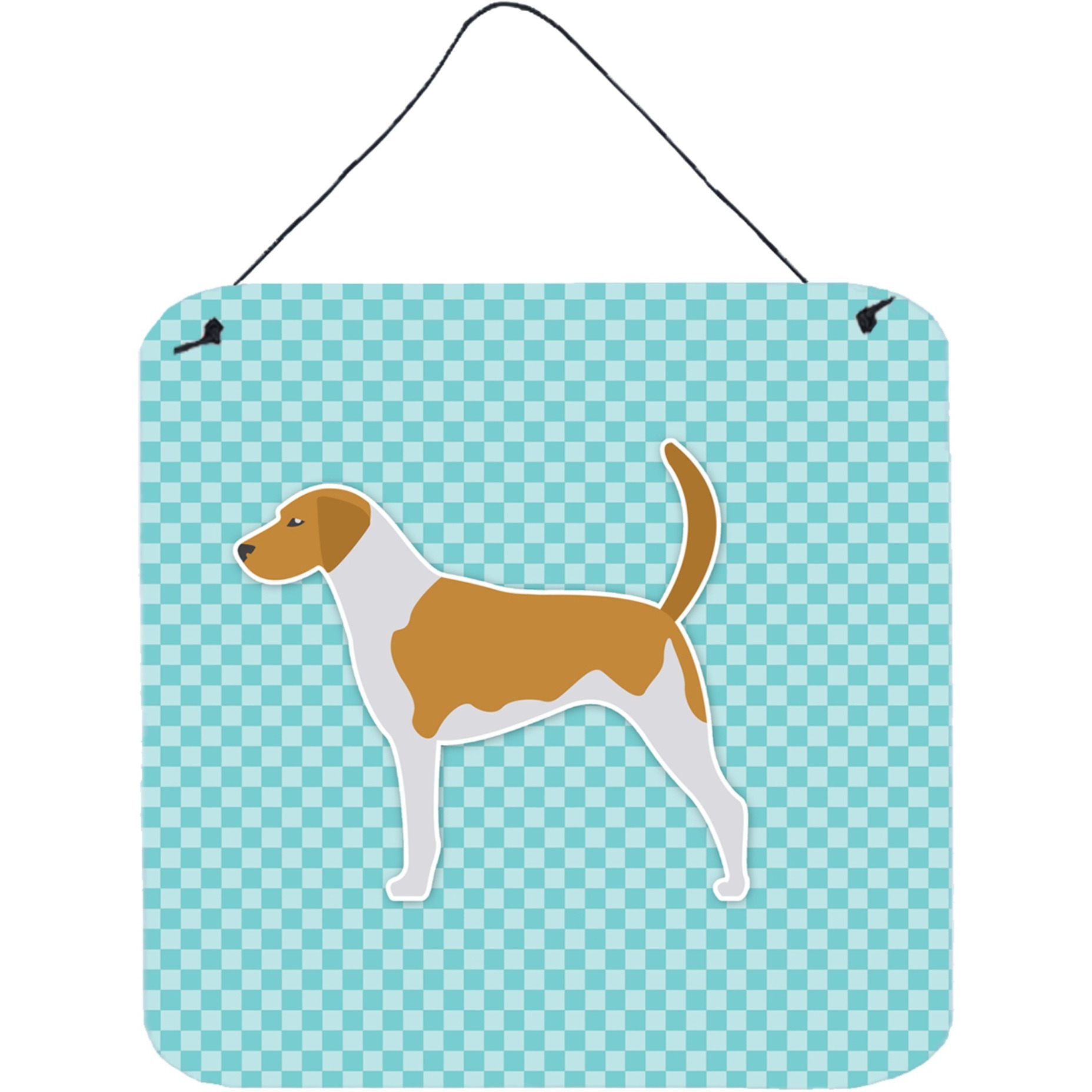 &quotCaroline's Treasures American Foxhound Checkerboard Blue Wall or Door Hanging Prints BB3698DS66, 6"" x 6"", Multicolor"
