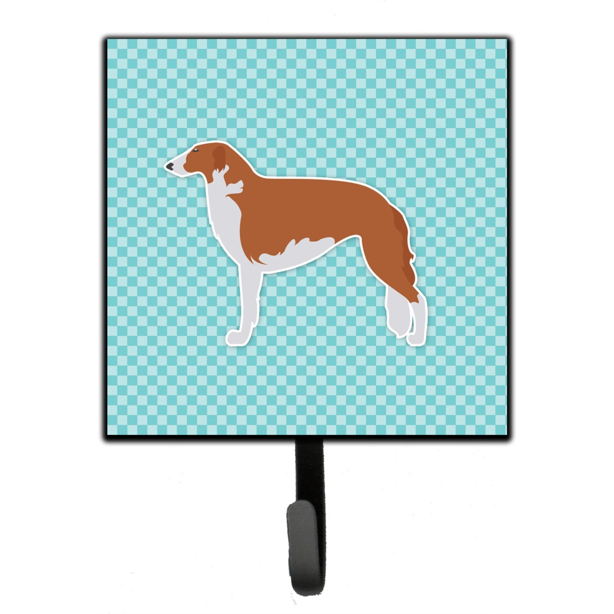 &quotCaroline's Treasures Borzoi Russian Greyhound Checkerboard Blue Leash or Key Holder BB3699SH4, Small, Multicolor"