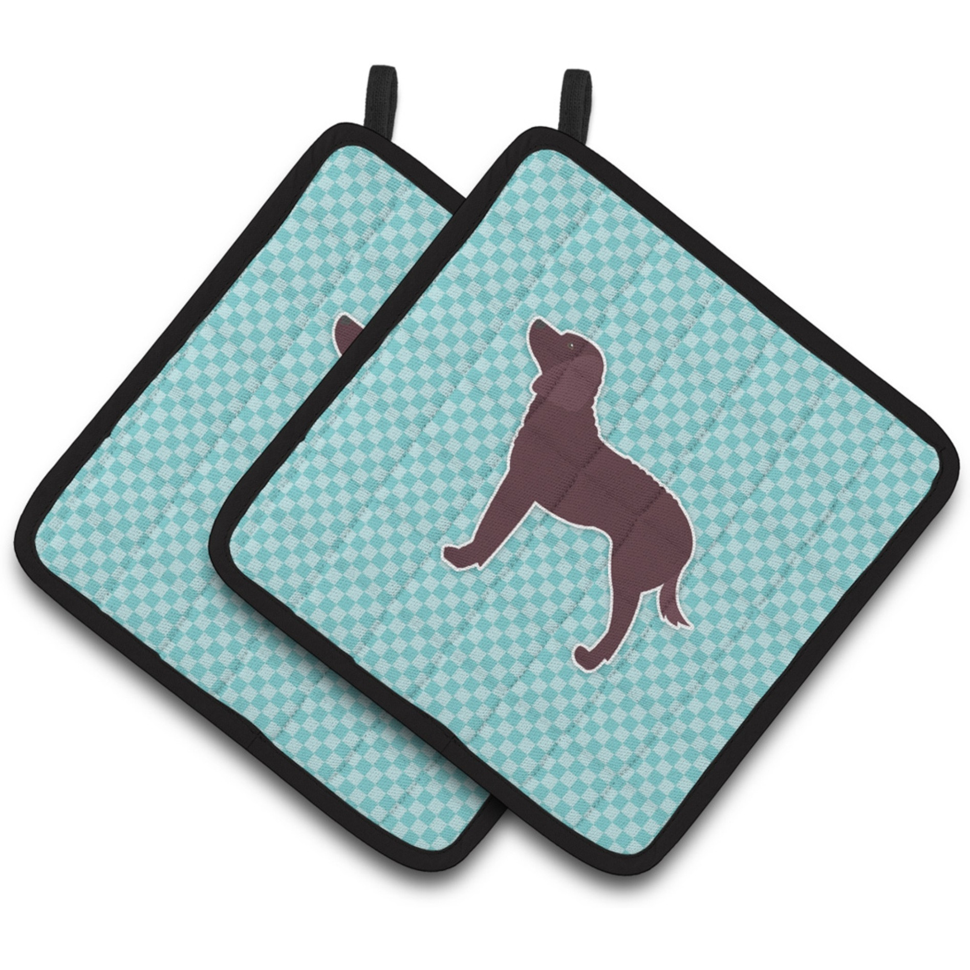 &quotCaroline's Treasures American Water Spaniel Checkerboard Blue Pair of Pot Holders BB3701PTHD, 7.5HX7.5W, Multicolor"