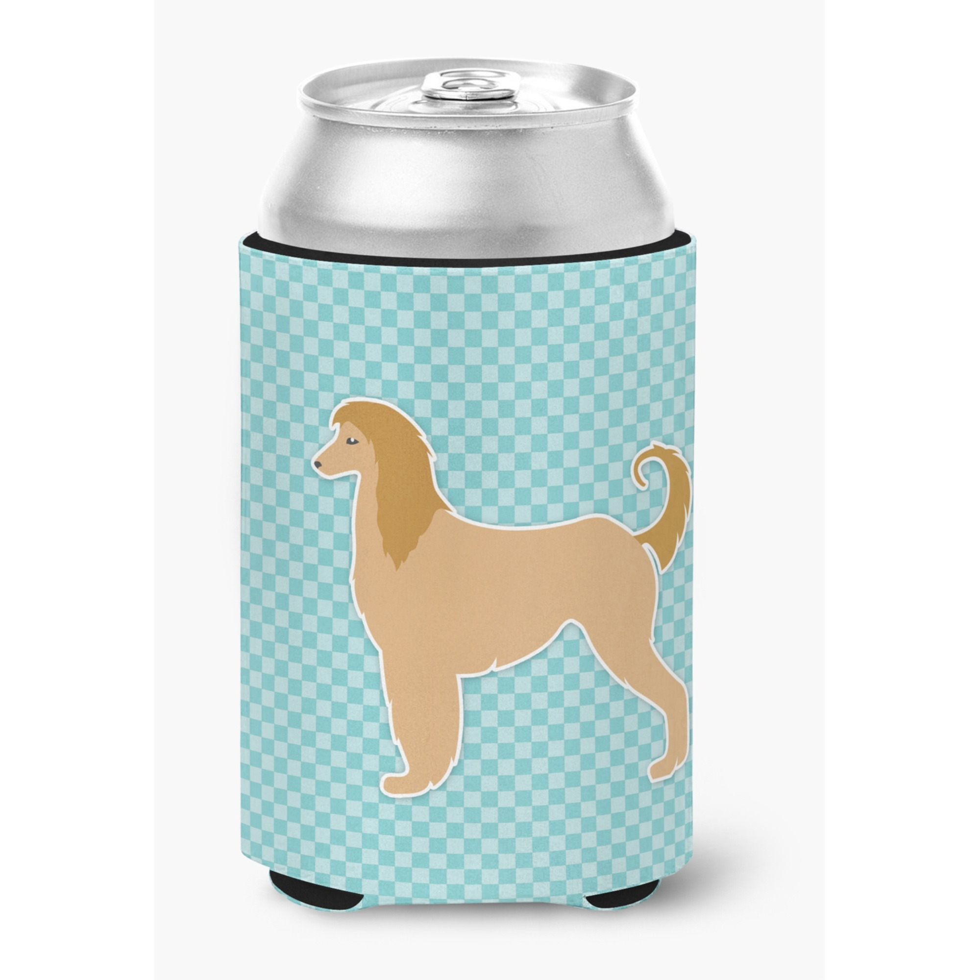 &quotCaroline's Treasures Afghan Hound Checkerboard Blue Can or Bottle Hugger BB3706CC, Can Hugger, Multicolor"