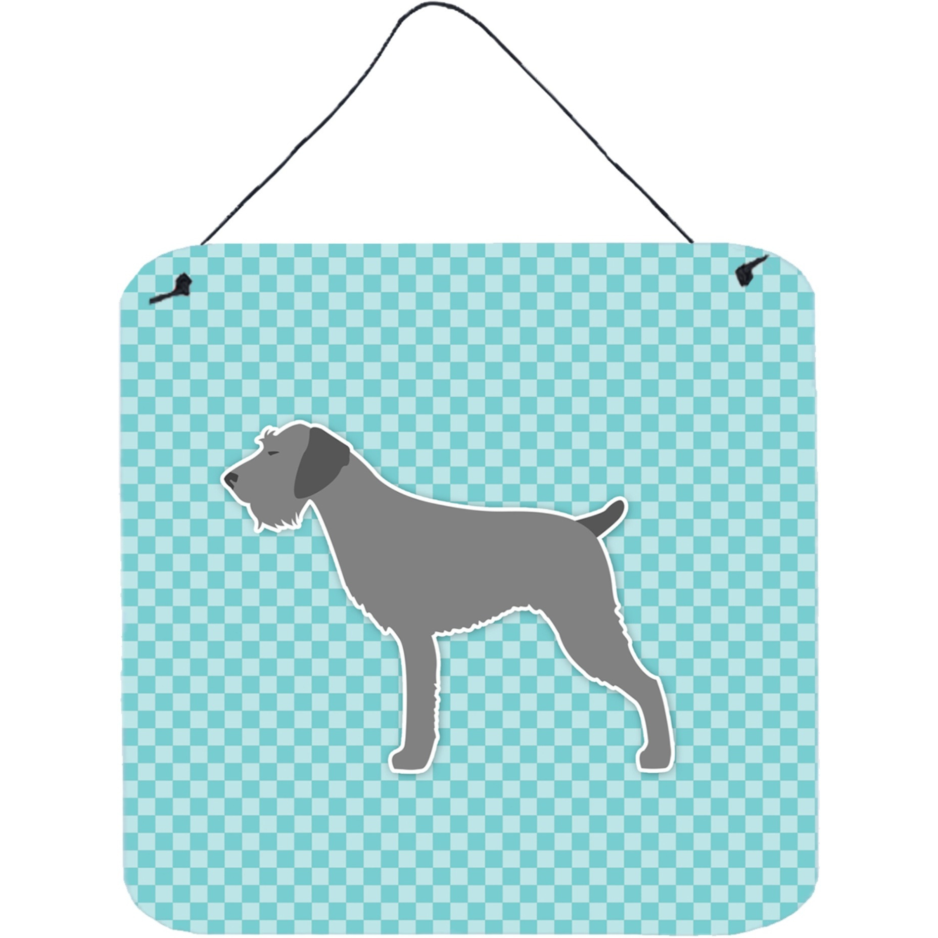&quotCaroline's Treasures German Wirehaired Pointer Checkerboard Blue Wall or Door Hanging Prints BB3711DS66, 6"" x 6"", Multicolor"