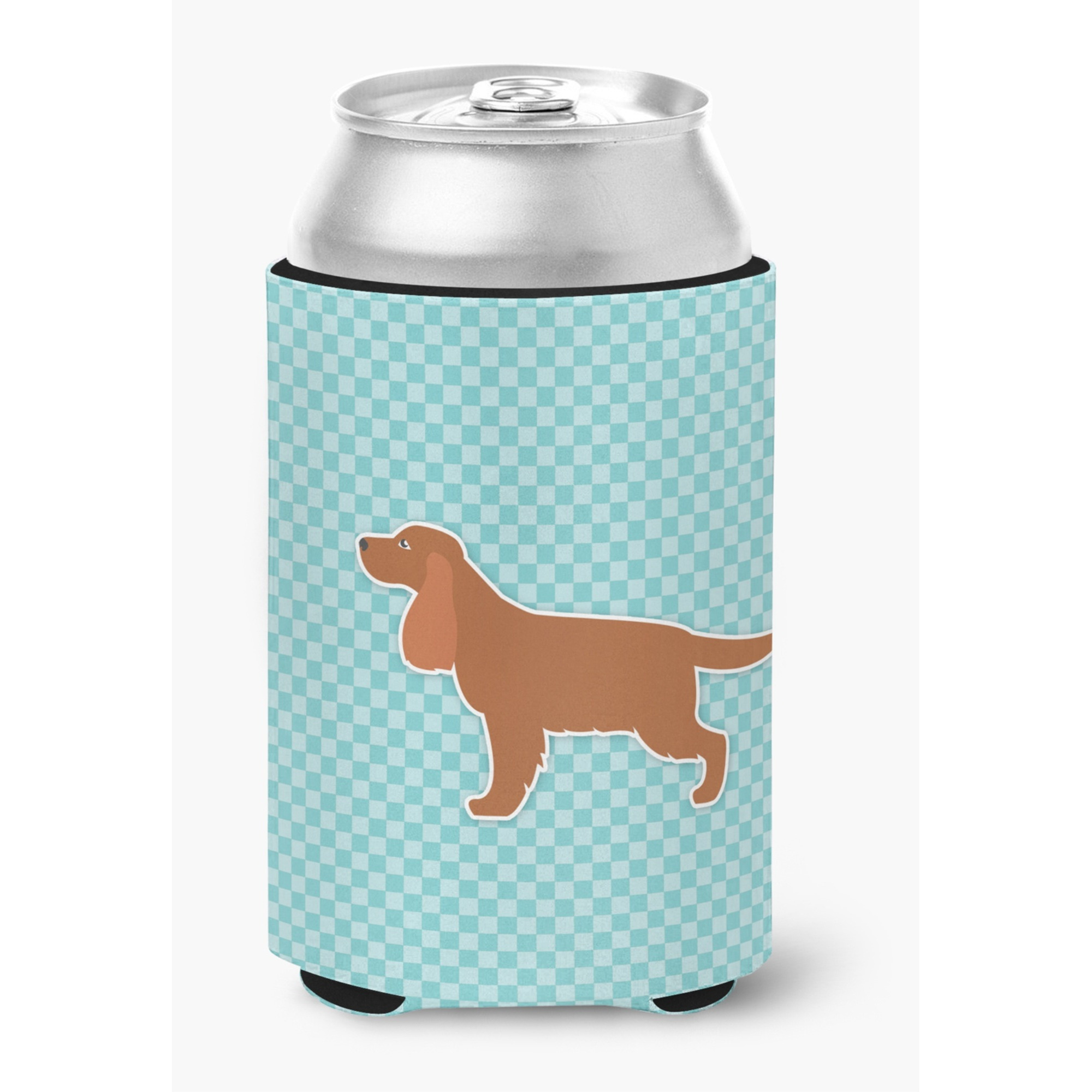 &quotCaroline's Treasures English Cocker Spaniel Checkerboard Blue Can or Bottle Hugger BB3712CC, Can Hugger, Multicolor"