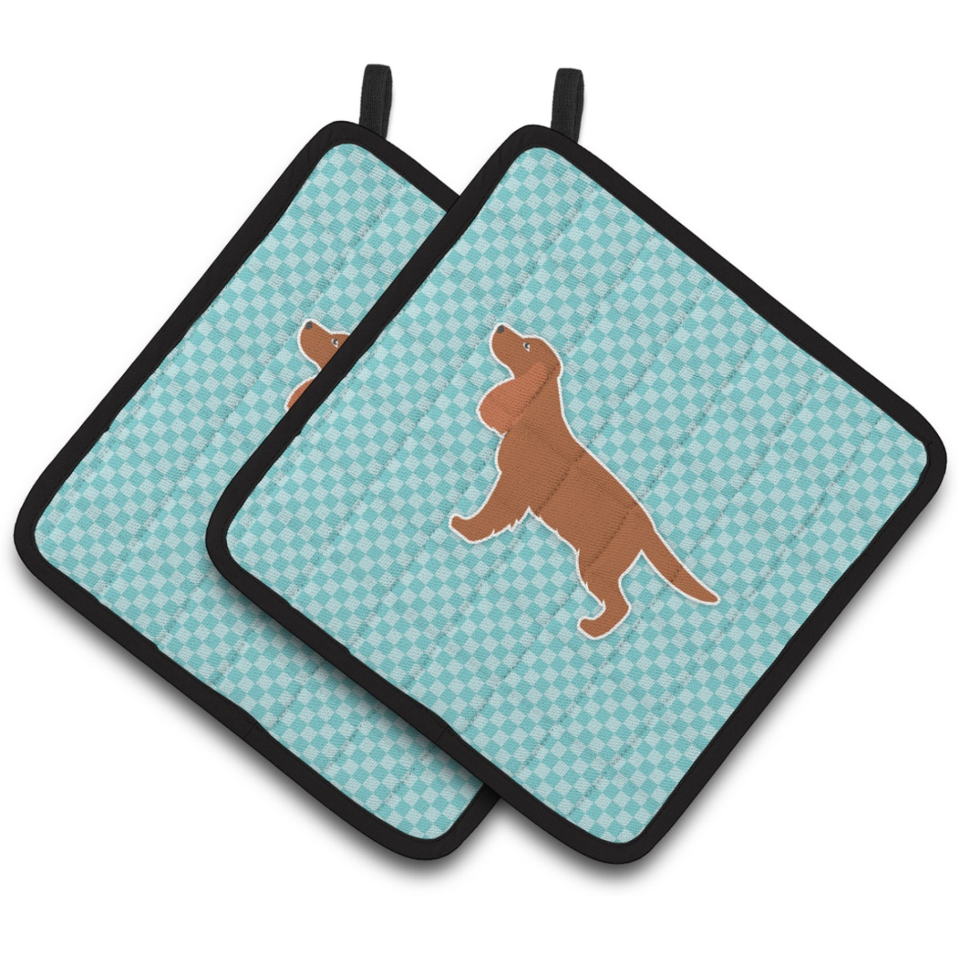 &quotCaroline's Treasures English Cocker Spaniel Checkerboard Blue Pair of Pot Holders BB3712PTHD, 7.5HX7.5W, Multicolor"