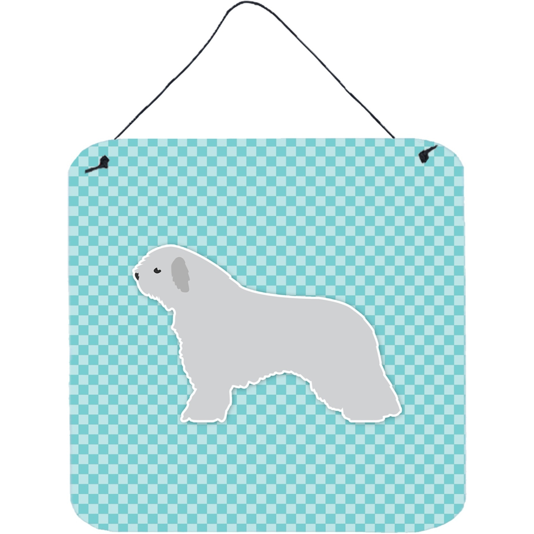 &quotCaroline's Treasures Spanish Water Dog Checkerboard Blue Wall or Door Hanging Prints BB3715DS66, 6"" x 6"", Multicolor"