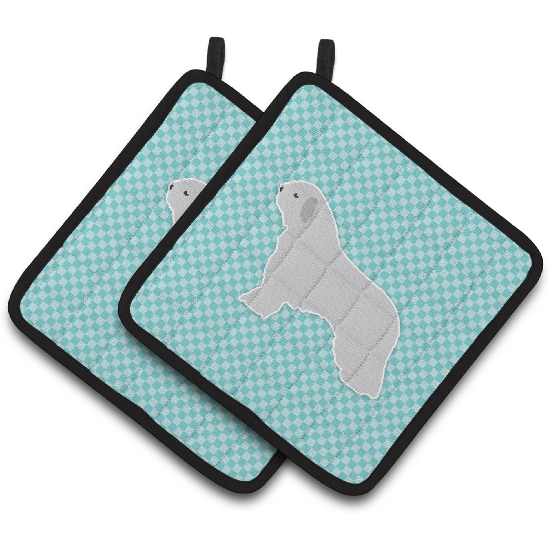 &quotCaroline's Treasures Spanish Water Dog Checkerboard Blue Pair of Pot Holders BB3715PTHD, 7.5HX7.5W, Multicolor"
