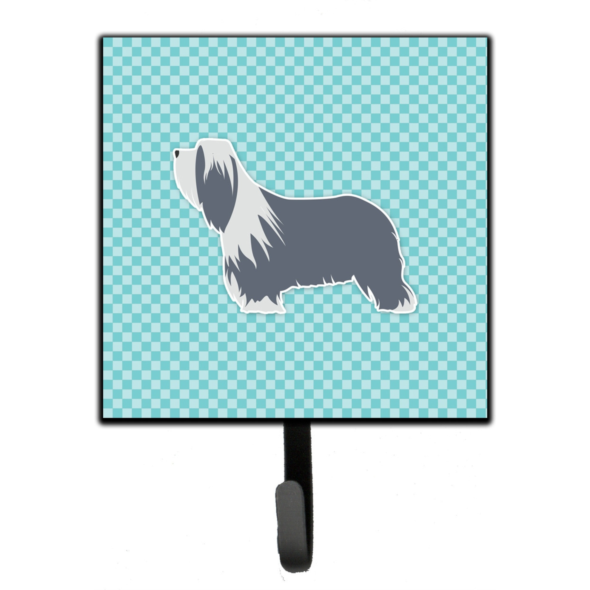 &quotCaroline's Treasures Bearded Collie Checkerboard Blue Leash or Key Holder BB3717SH4, Small, Multicolor"