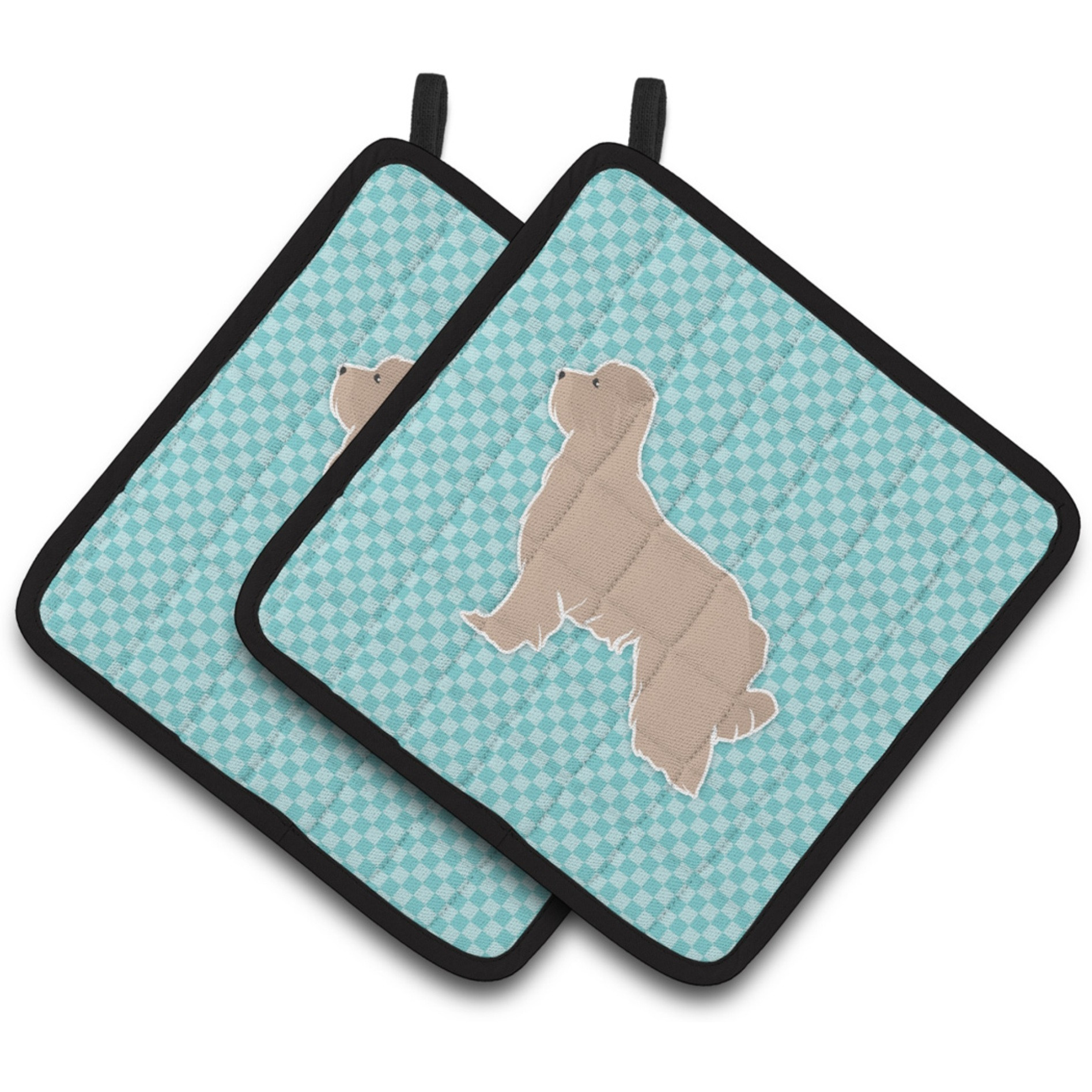 &quotCaroline's Treasures Pyrenean Shepherd Checkerboard Blue Pair of Pot Holders BB3718PTHD, 7.5HX7.5W, Multicolor"
