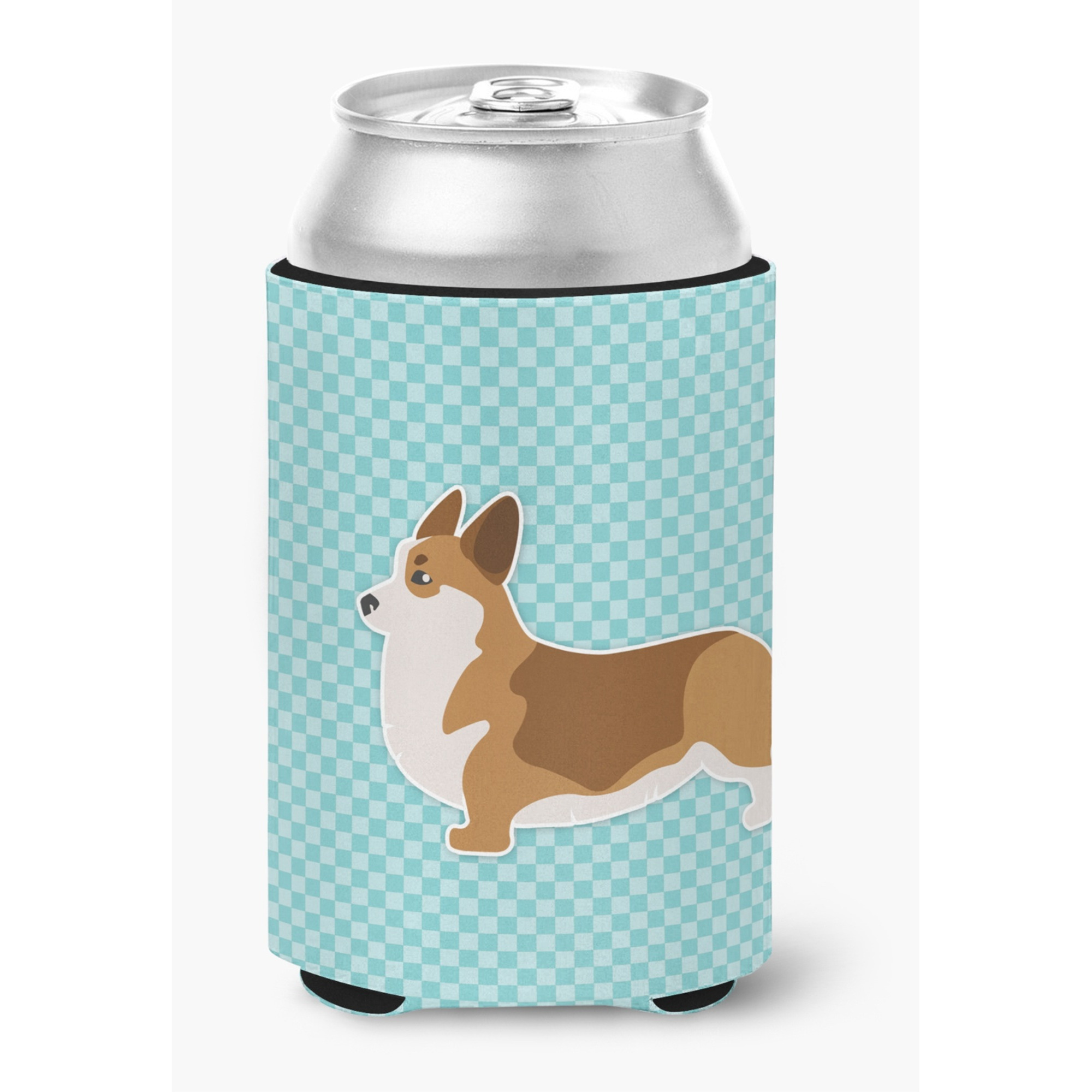 &quotCaroline's Treasures Corgi Checkerboard Blue Can or Bottle Hugger BB3720CC, Can Hugger, Multicolor"