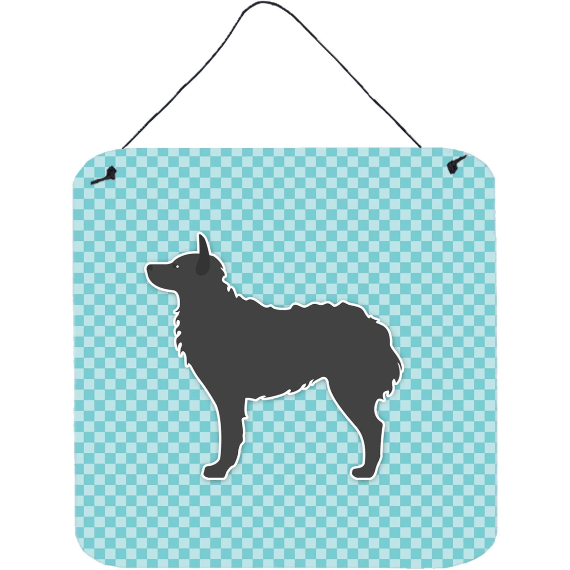 &quotCaroline's Treasures Croatian Sheepdog Checkerboard Blue Wall or Door Hanging Prints BB3721DS66, 6"" x 6"", Multicolor"