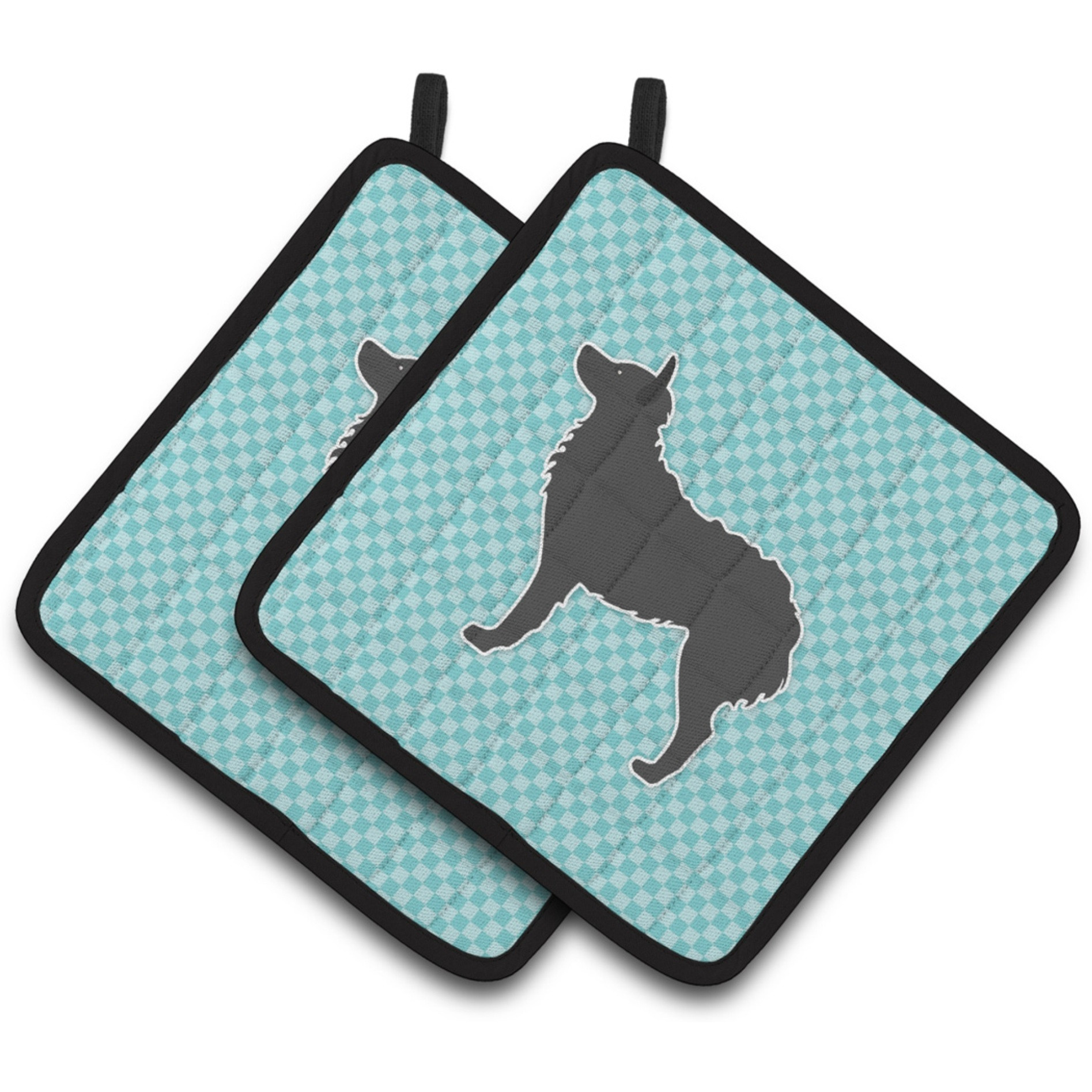 &quotCaroline's Treasures Croatian Sheepdog Checkerboard Blue Pair of Pot Holders BB3721PTHD, 7.5HX7.5W, Multicolor"