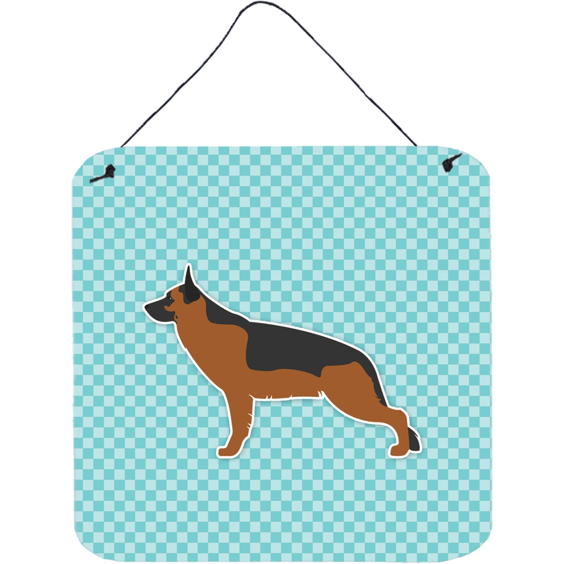 &quotCaroline's Treasures German Shepherd Checkerboard Blue Wall or Door Hanging Prints BB3724DS66, 6"" x 6"", Multicolor"
