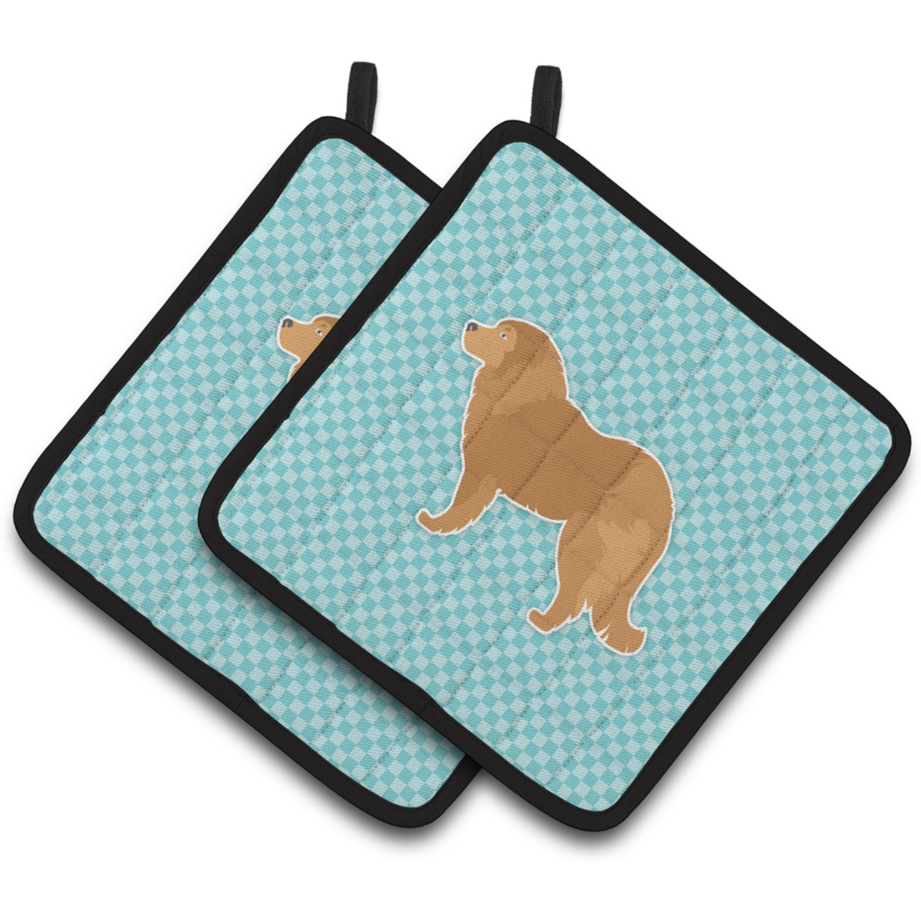 &quotCaroline's Treasures Caucasian Shepherd Dog Checkerboard Blue Pair of Pot Holders BB3725PTHD, 7.5HX7.5W, Multicolor"