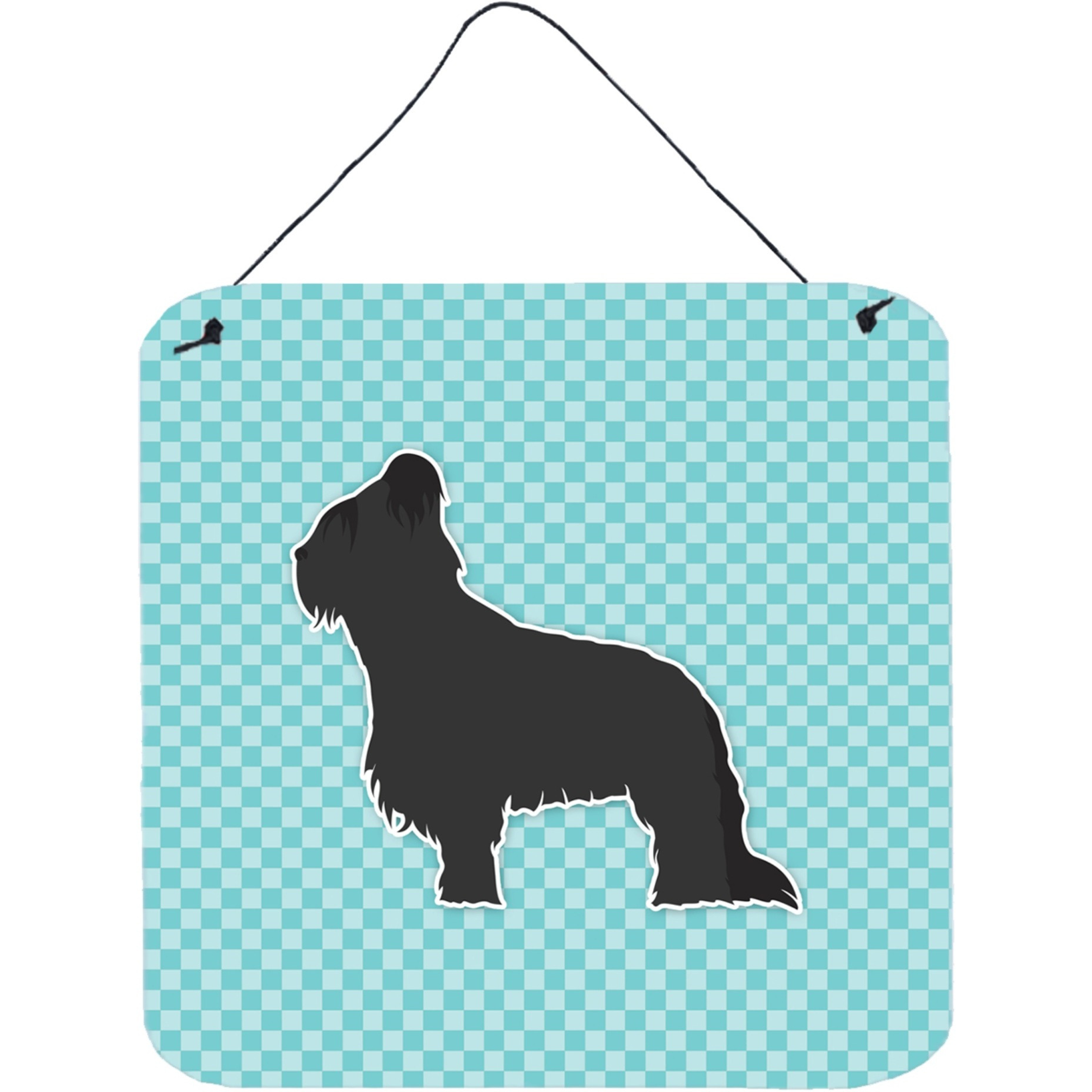 &quotCaroline's Treasures Briard Checkerboard Blue Wall or Door Hanging Prints BB3726DS66, 6"" x 6"", Multicolor"