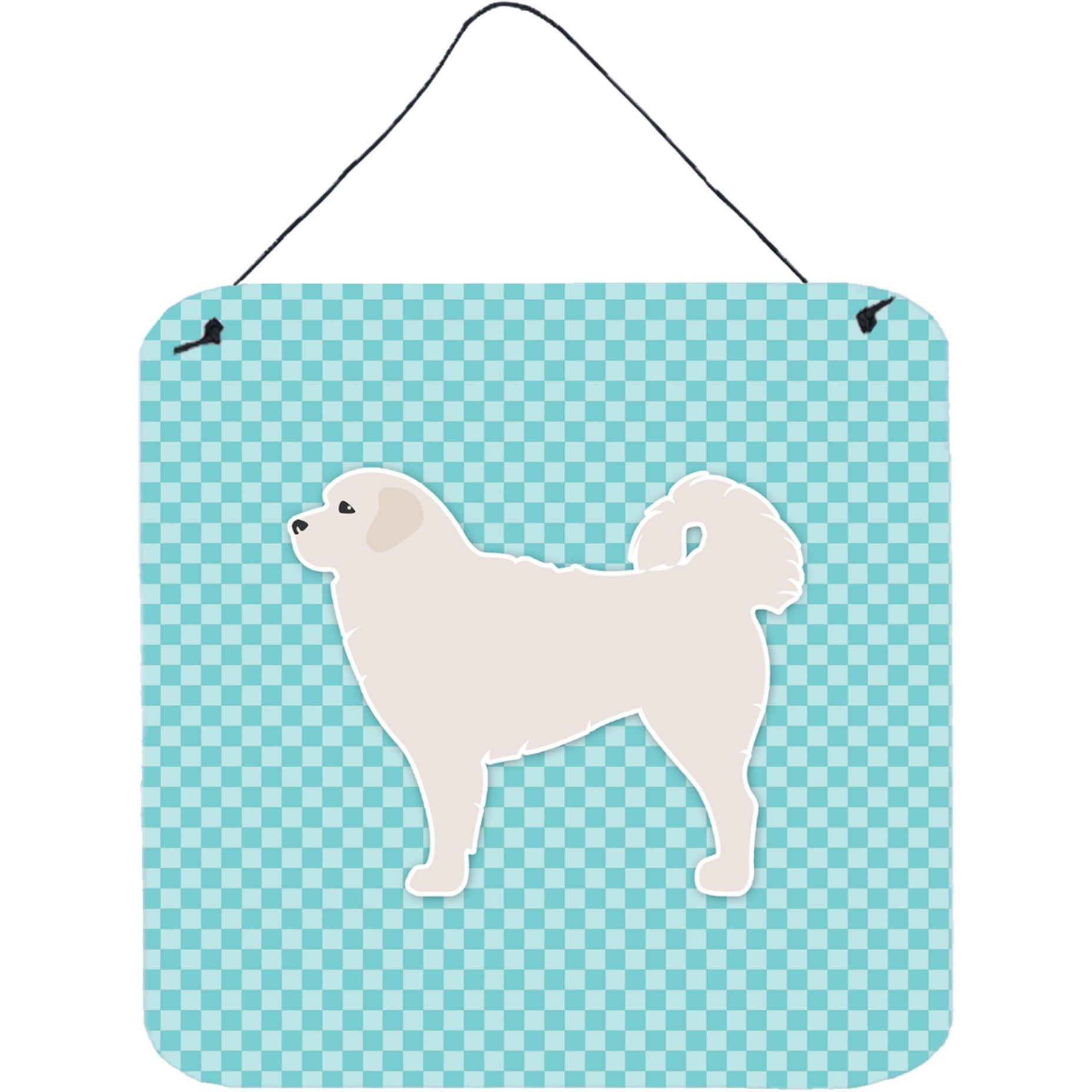&quotCaroline's Treasures Polish Tatra Sheepdog Checkerboard Blue Wall or Door Hanging Prints BB3727DS66, 6"" x 6"", Multicolor"