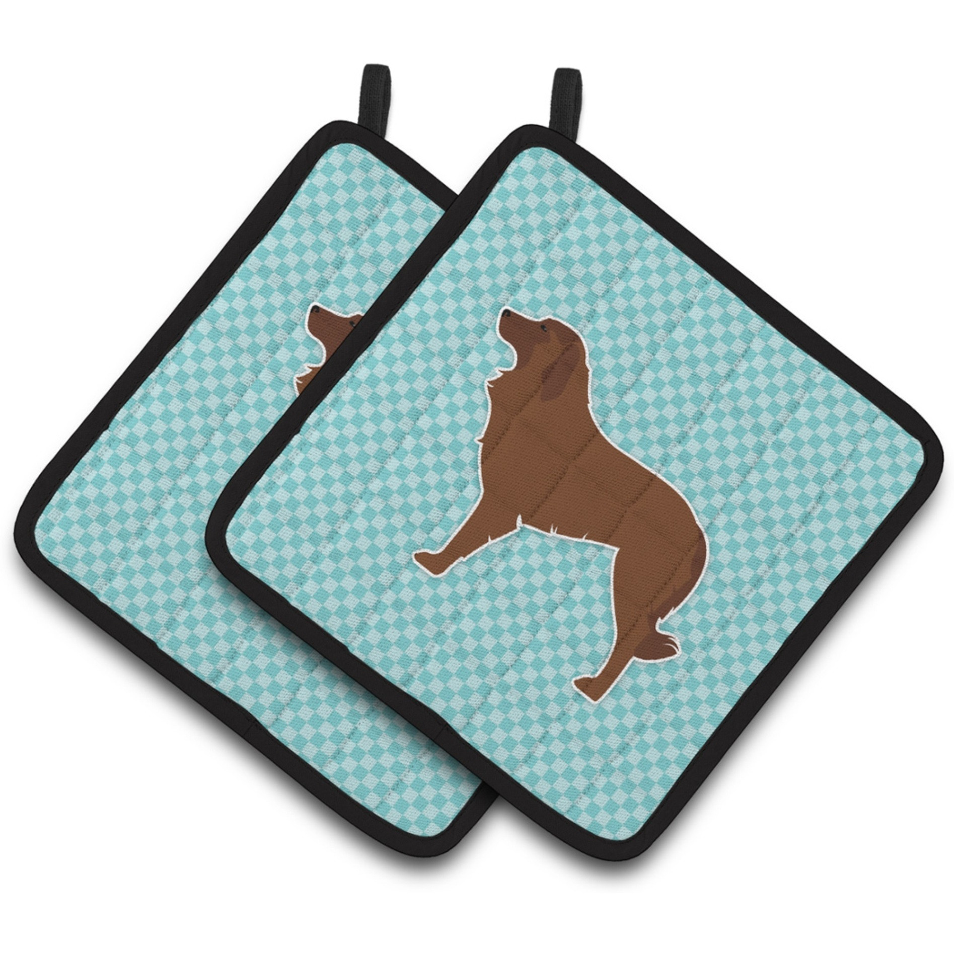 &quotCaroline's Treasures Portuguese Sheepdog Dog Checkerboard Blue Pair of Pot Holders BB3731PTHD, 7.5HX7.5W, Multicolor"