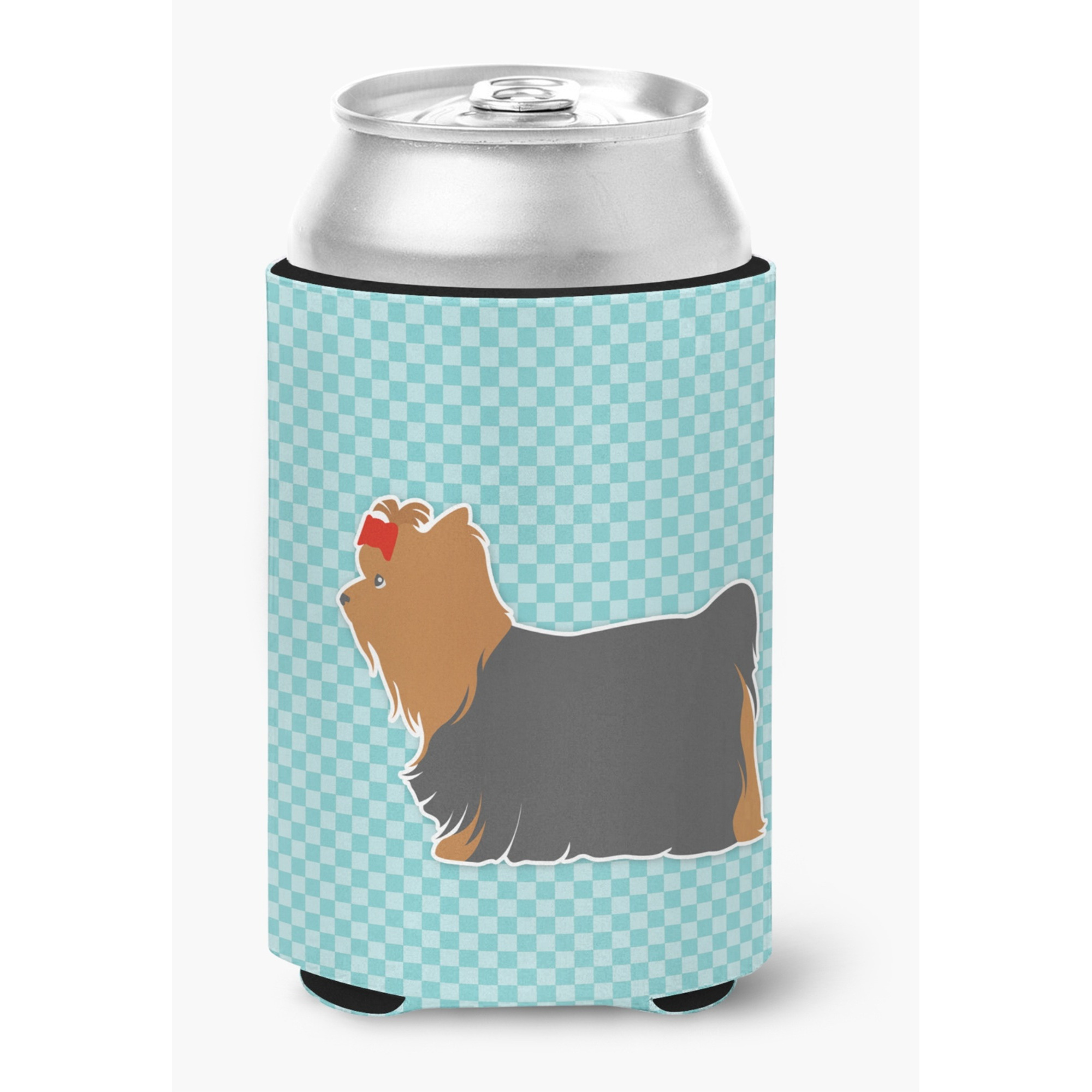 &quotCaroline's Treasures Yorkshire Terrier Yorkie Checkerboard Blue Can or Bottle Hugger BB3734CC, Can Hugger, Multicolor"