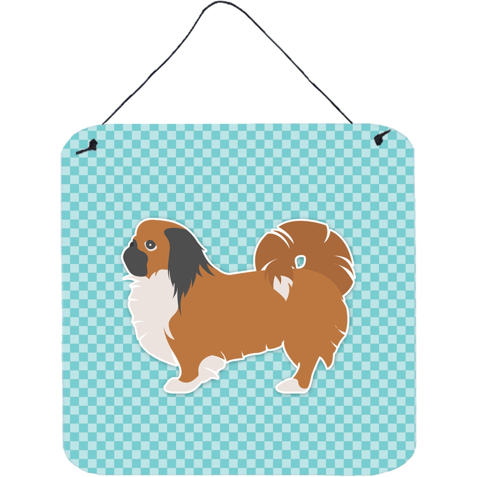 &quotCaroline's Treasures Pekingese Checkerboard Blue Wall or Door Hanging Prints BB3738DS66, 6"" x 6"", Multicolor"