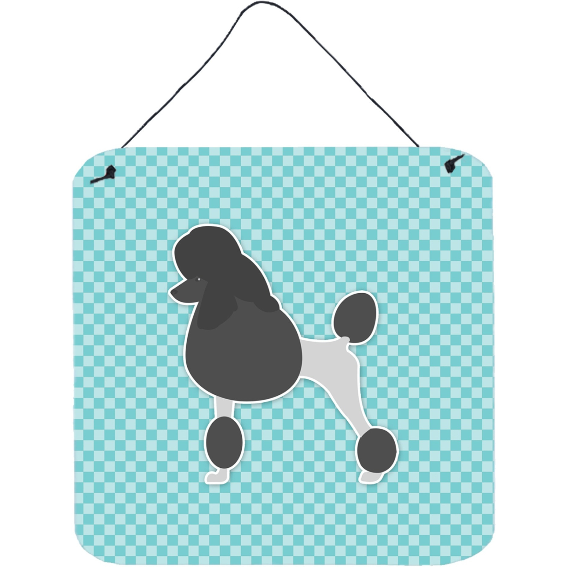 &quotCaroline's Treasures Poodle Checkerboard Blue Wall or Door Hanging Prints BB3739DS66, 6"" x 6"", Multicolor"