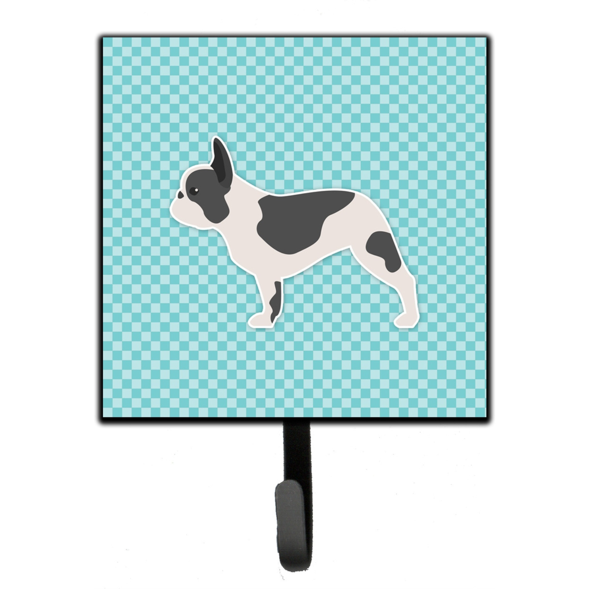 &quotCaroline's Treasures French Bulldog Checkerboard Blue Leash or Key Holder BB3741SH4, Small, Multicolor"