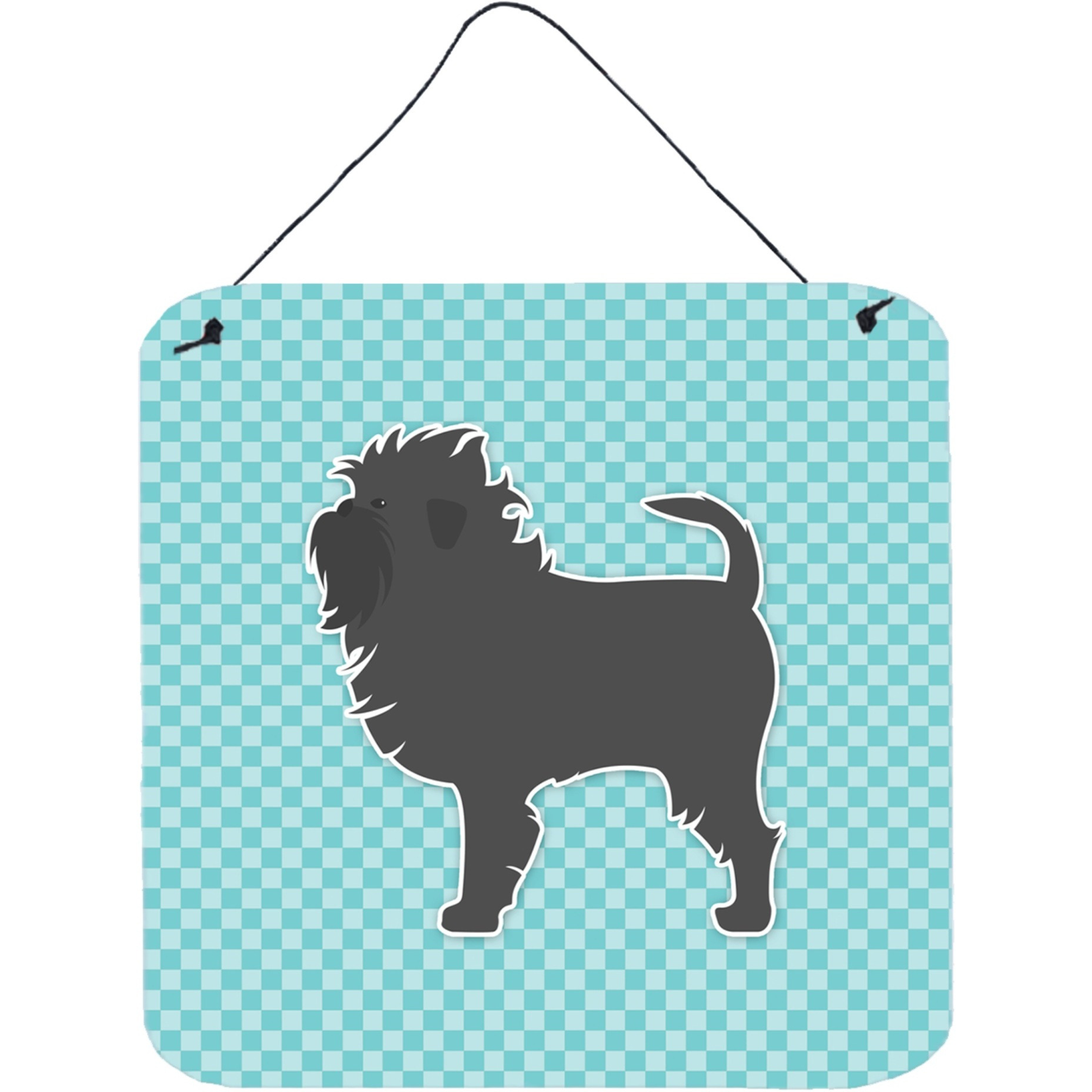 &quotCaroline's Treasures Affenpinscher Checkerboard Blue Wall or Door Hanging Prints BB3748DS66, 6"" x 6"", Multicolor"