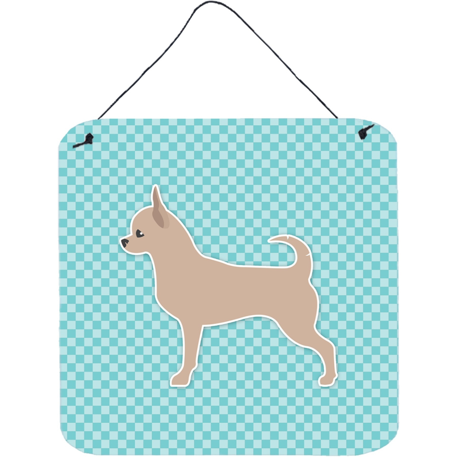 &quotCaroline's Treasures Chihuahua Checkerboard Blue Wall or Door Hanging Prints BB3750DS66, 6"" x 6"", Multicolor"