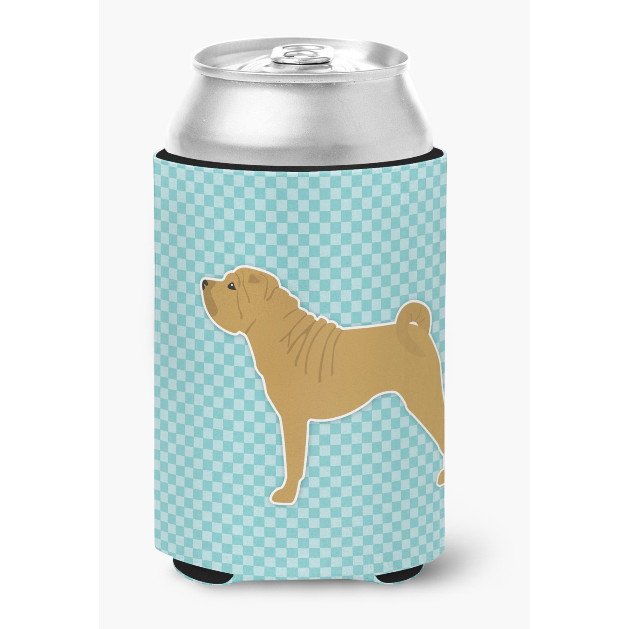 &quotCaroline's Treasures Shar Pei Checkerboard Blue Can or Bottle Hugger BB3752CC, Can Hugger, Multicolor"