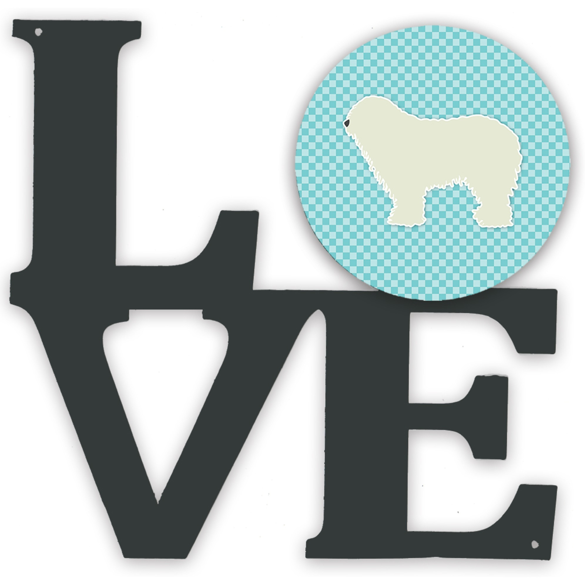 &quotCaroline's Treasures Komondor Checkerboard Blue Metal Artwork Love wall-decor, Multicolor"