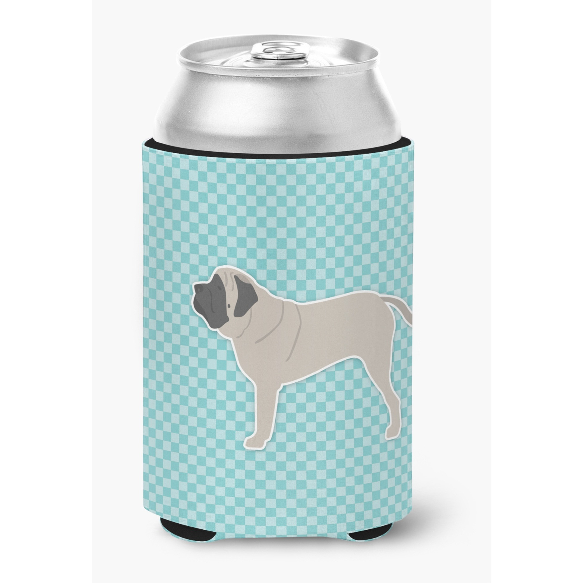 &quotCaroline's Treasures English Mastiff Checkerboard Blue Can or Bottle Hugger BB3756CC, Can Hugger, Multicolor"