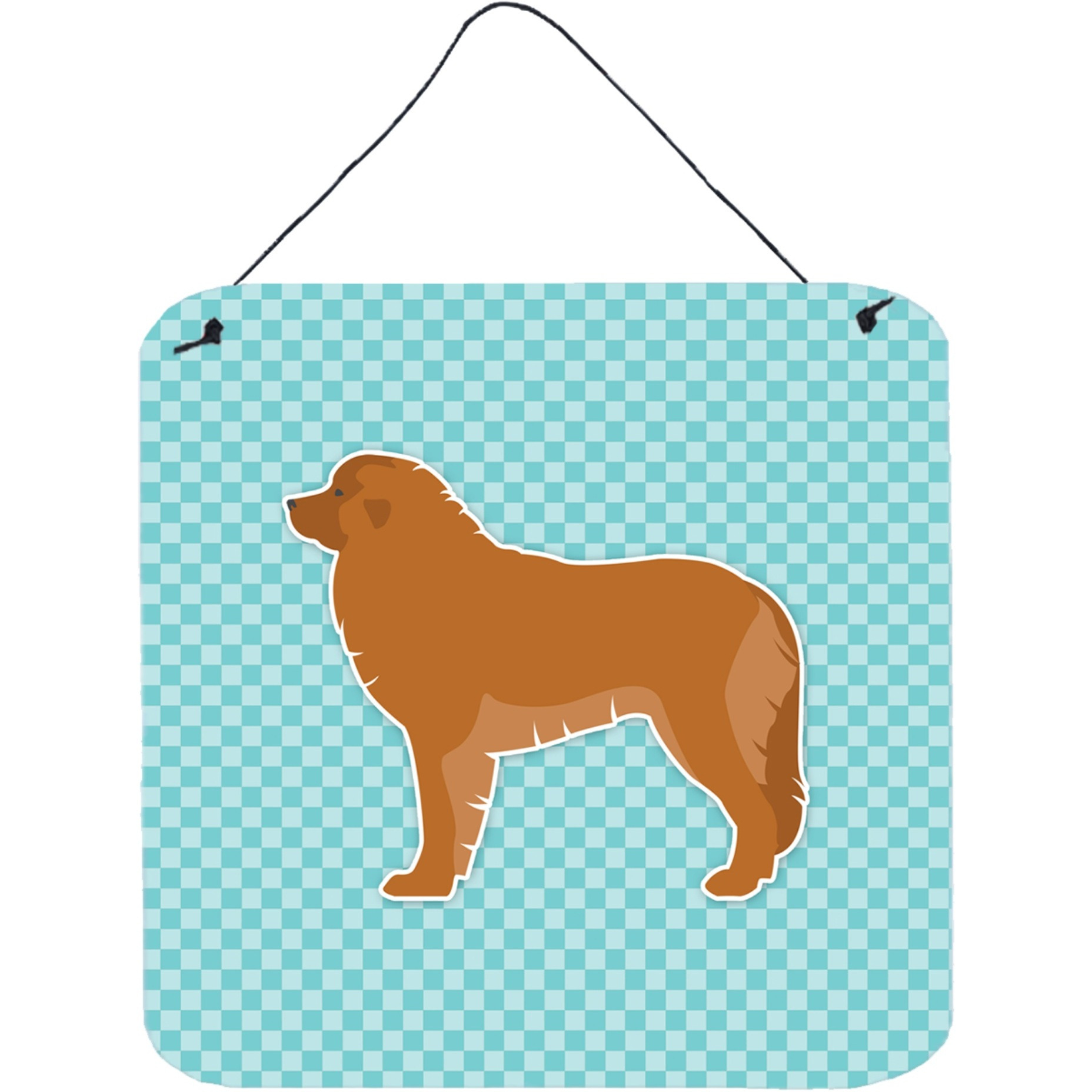 &quotCaroline's Treasures Leonberger Checkerboard Blue Wall or Door Hanging Prints BB3758DS66, 6"" x 6"", Multicolor"