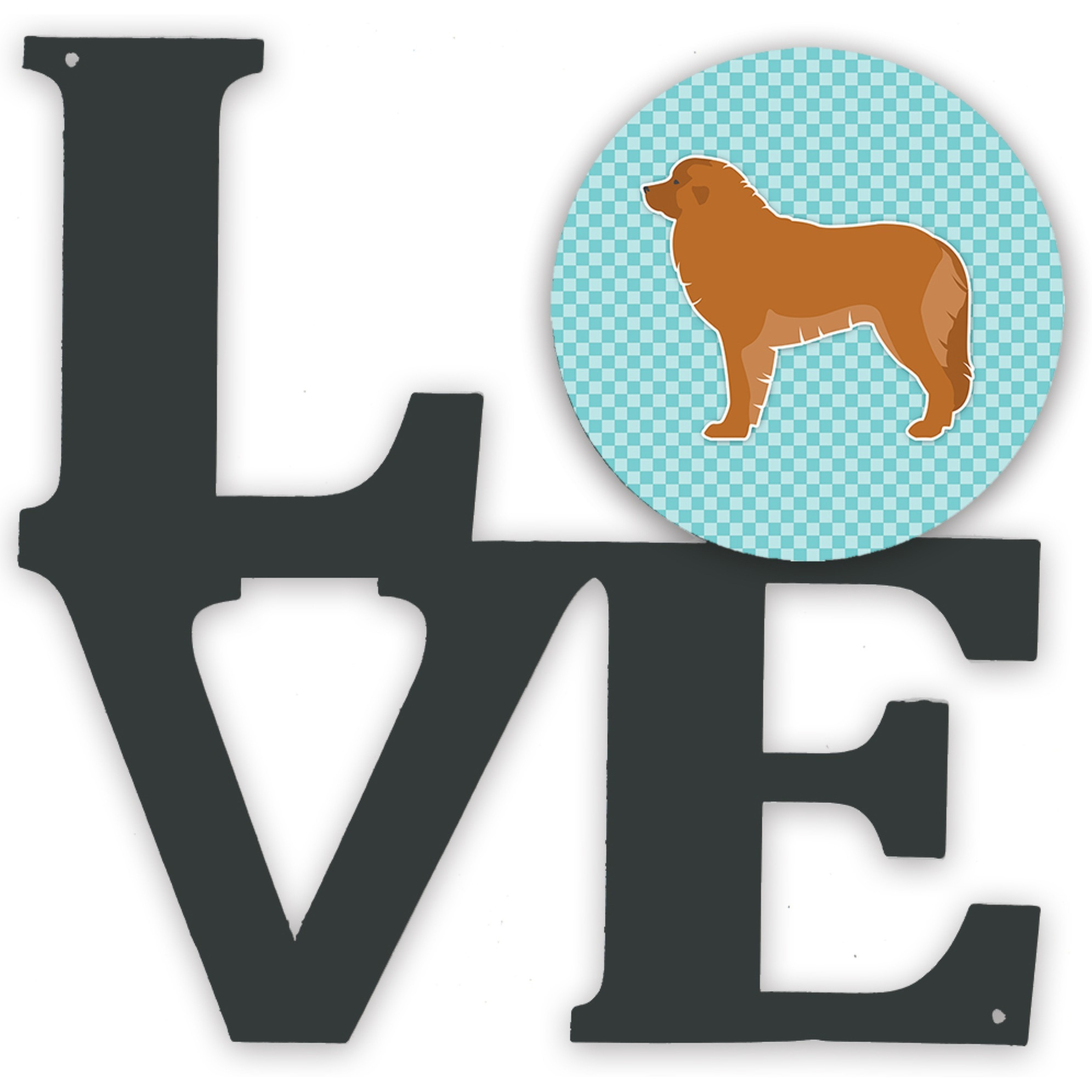 &quotCaroline's Treasures Leonberger Checkerboard Blue Metal Artwork Love wall-decor, Multicolor"
