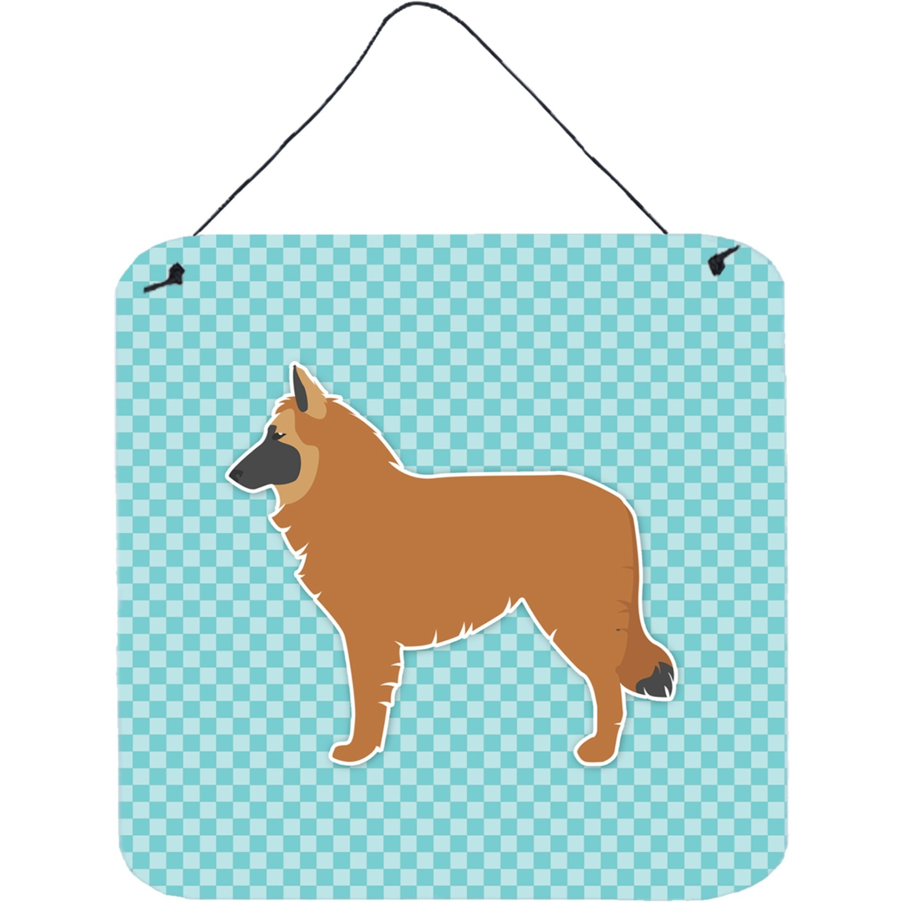&quotCaroline's Treasures Belgian Shepherd Checkerboard Blue Wall or Door Hanging Prints BB3761DS66, 6"" x 6"", Multicolor"