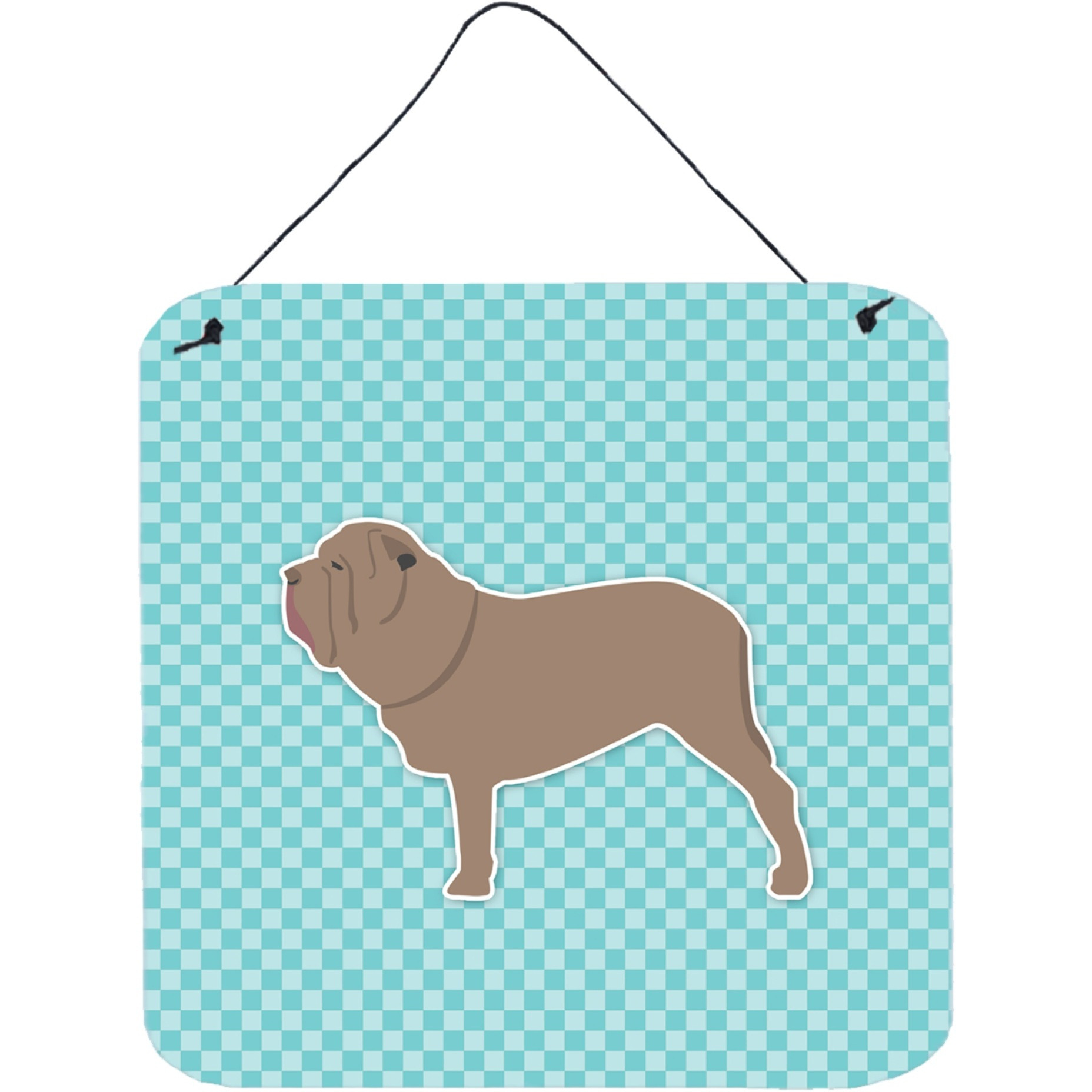 &quotCaroline's Treasures Neapolitan Mastiff Checkerboard Blue Wall or Door Hanging Prints BB3765DS66, 6"" x 6"", Multicolor"