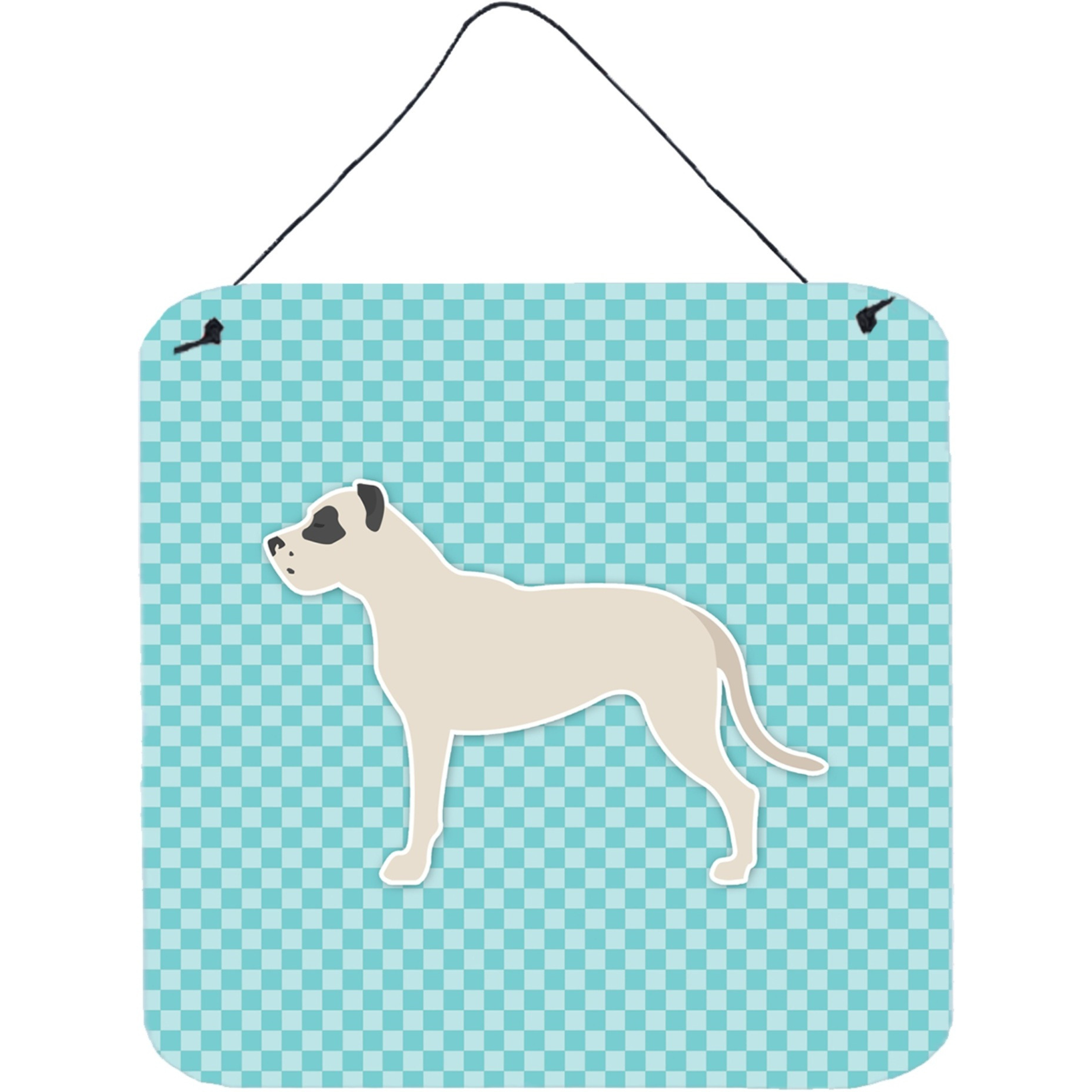 &quotCaroline's Treasures Dogo Argentino Checkerboard Blue Wall or Door Hanging Prints BB3767DS66, 6"" x 6"", Multicolor"