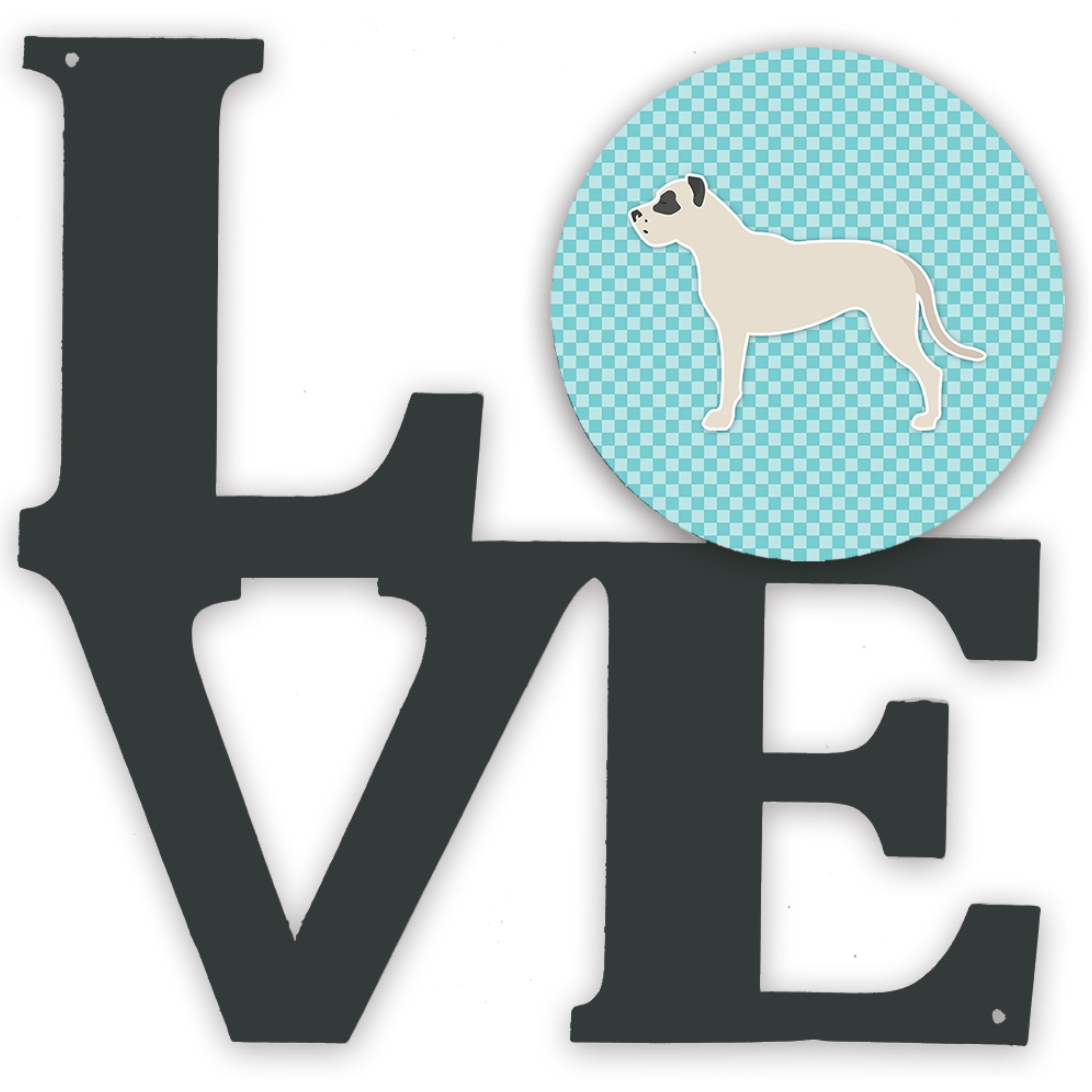 &quotCaroline's Treasures Dogo Argentino Checkerboard Blue Metal Artwork Love wall-decor, Multicolor"