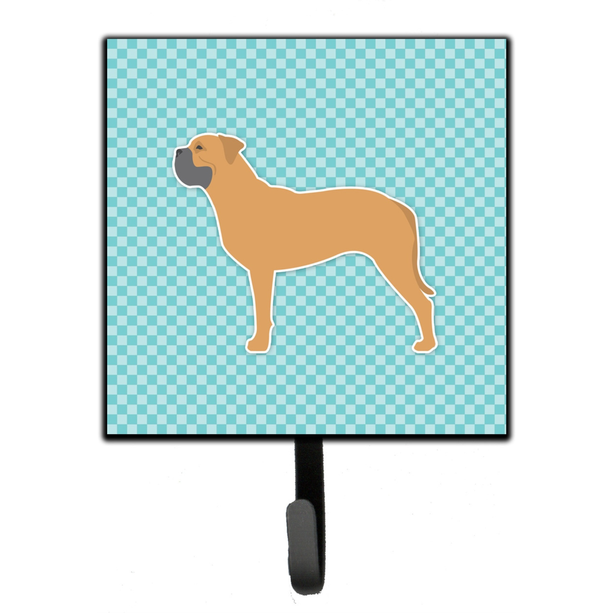 &quotCaroline's Treasures Bullmastiff Checkerboard Blue Leash or Key Holder BB3771SH4, Small, Multicolor"