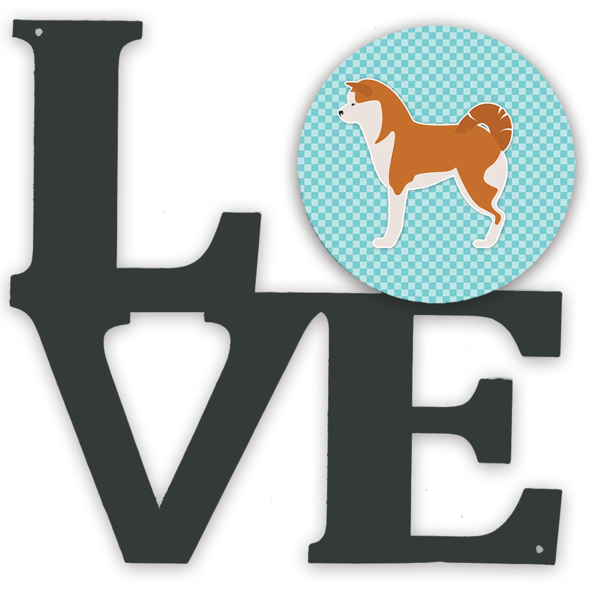 &quotCaroline's Treasures Akita Checkerboard Blue Metal Artwork Love wall-decor, Multicolor"