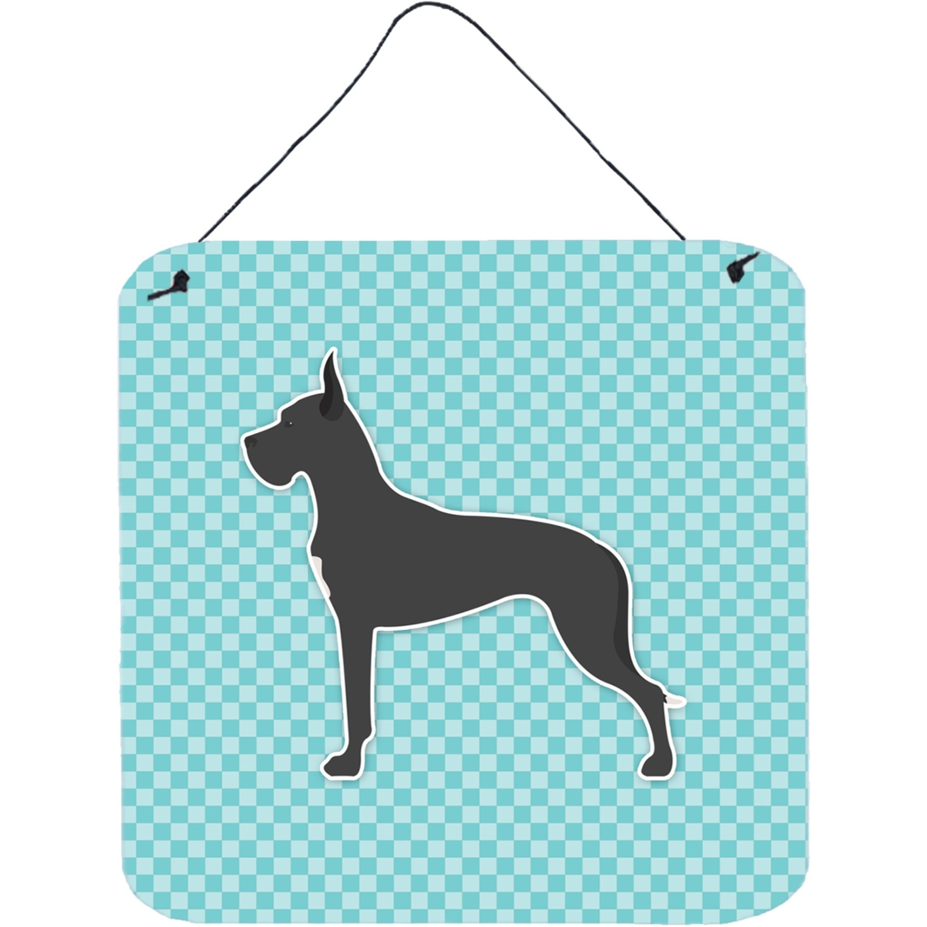 &quotCaroline's Treasures Dane Checkerboard Blue Wall or Door Hanging Prints BB3775DS66, 6"" x 6"", Multicolor"
