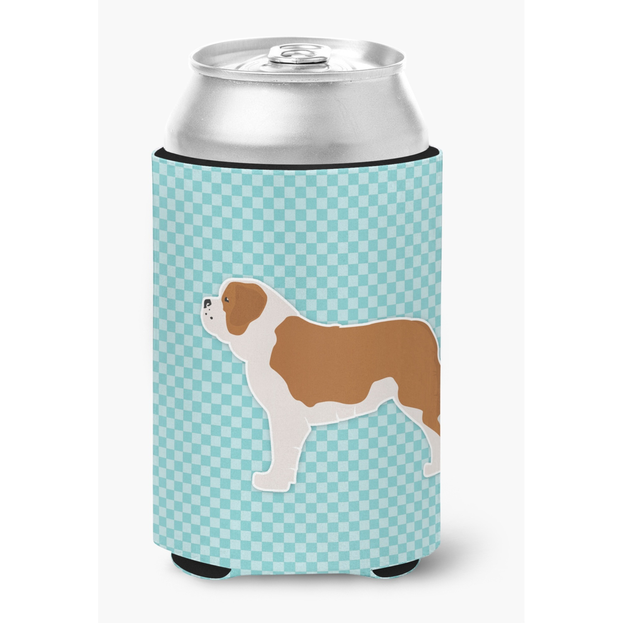 &quotCaroline's Treasures Saint Bernard Checkerboard Blue Can or Bottle Hugger BB3776CC, Can Hugger, Multicolor"