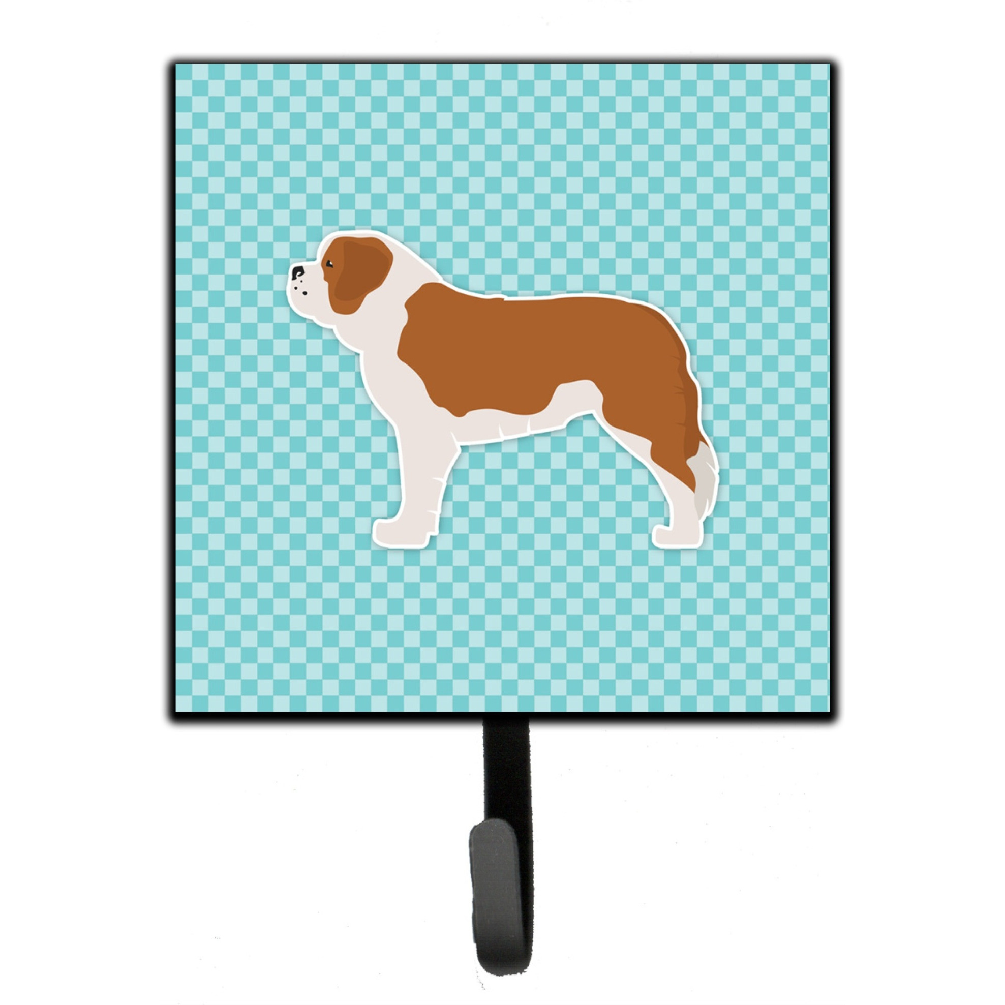 &quotCaroline's Treasures Saint Bernard Checkerboard Blue Leash or Key Holder BB3776SH4, Small, Multicolor"