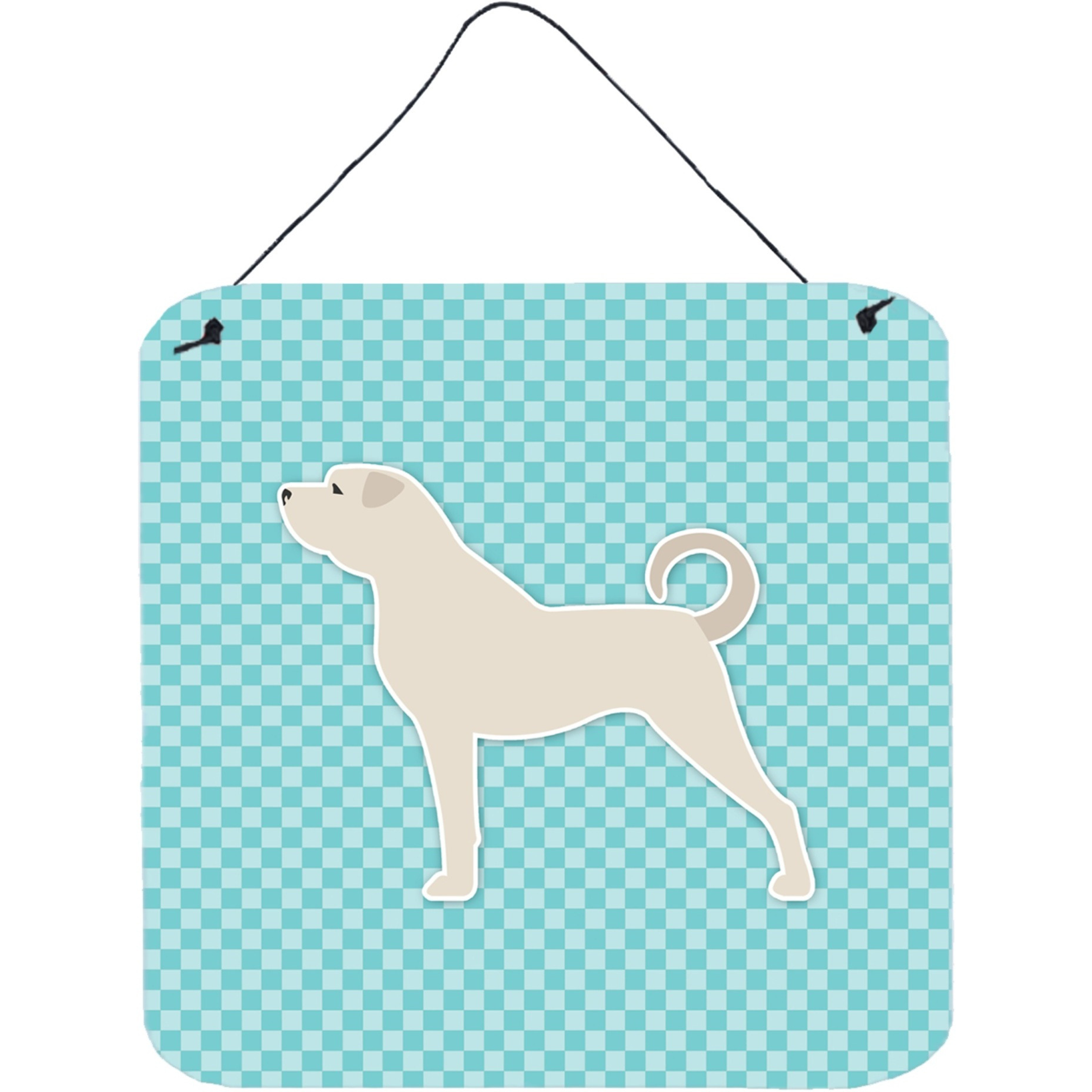 &quotCaroline's Treasures Anatolian Shepherd Checkerboard Blue Wall or Door Hanging Prints BB3777DS66, 6"" x 6"", Multicolor"