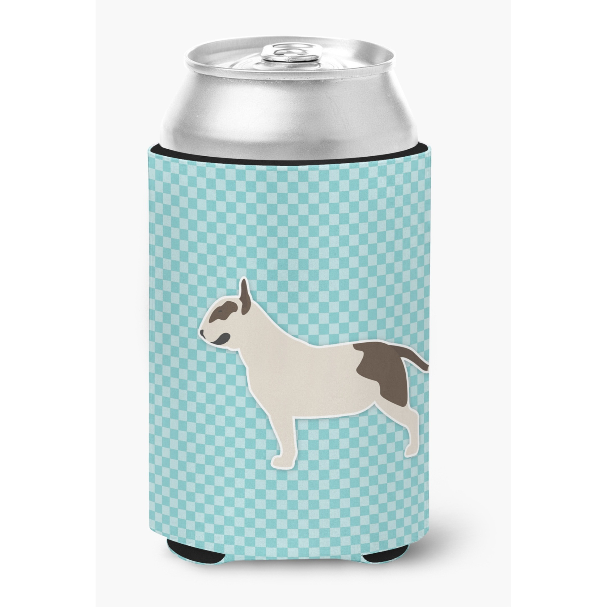 &quotCaroline's Treasures Bull Terrier Checkerboard Blue Can or Bottle Hugger BB3778CC, Can Hugger, Multicolor"
