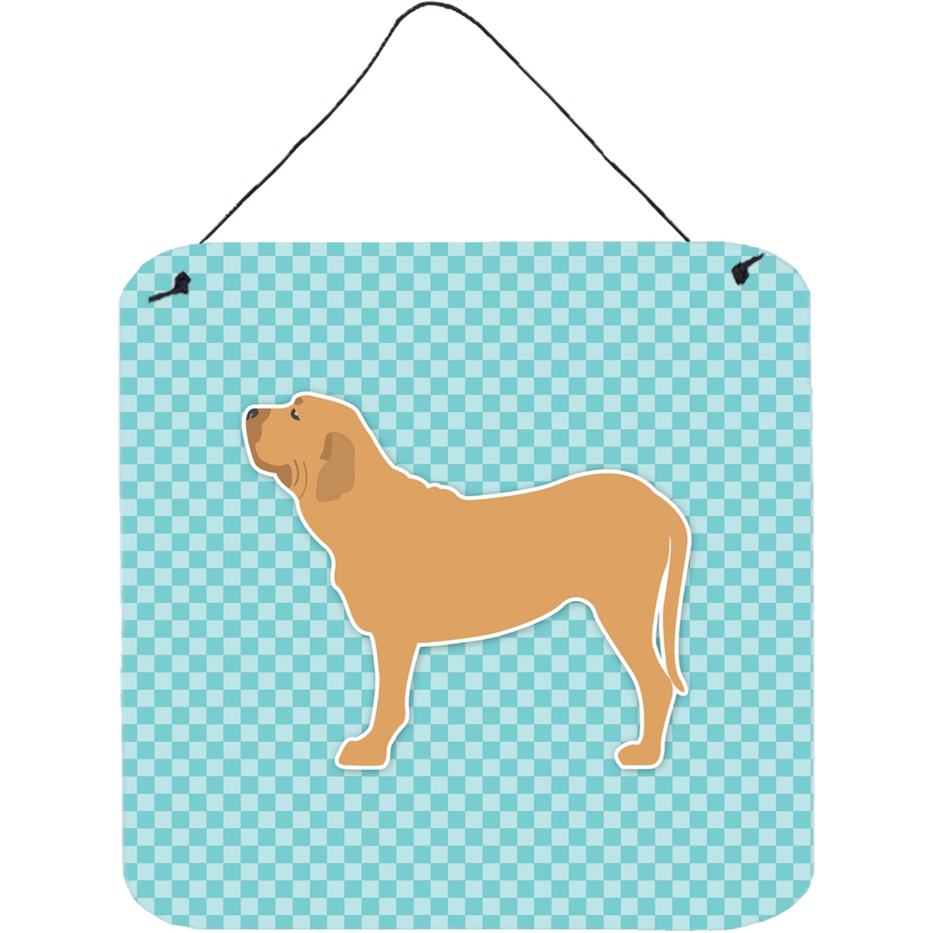 &quotCaroline's Treasures Fila Brasileiro Checkerboard Blue Wall or Door Hanging Prints BB3779DS66, 6"" x 6"", Multicolor"